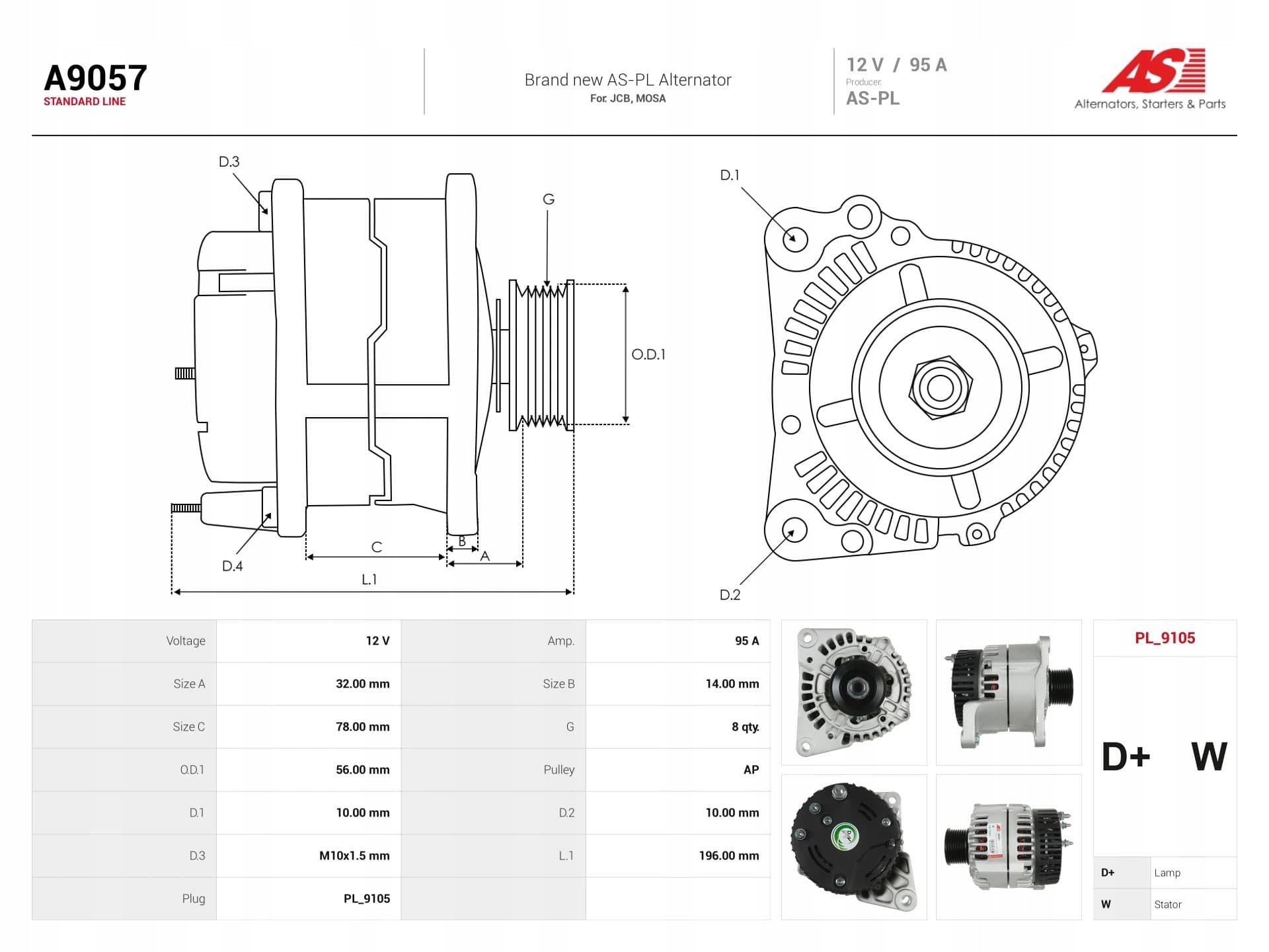 Alternador As-Pl A9057 nuevo 6