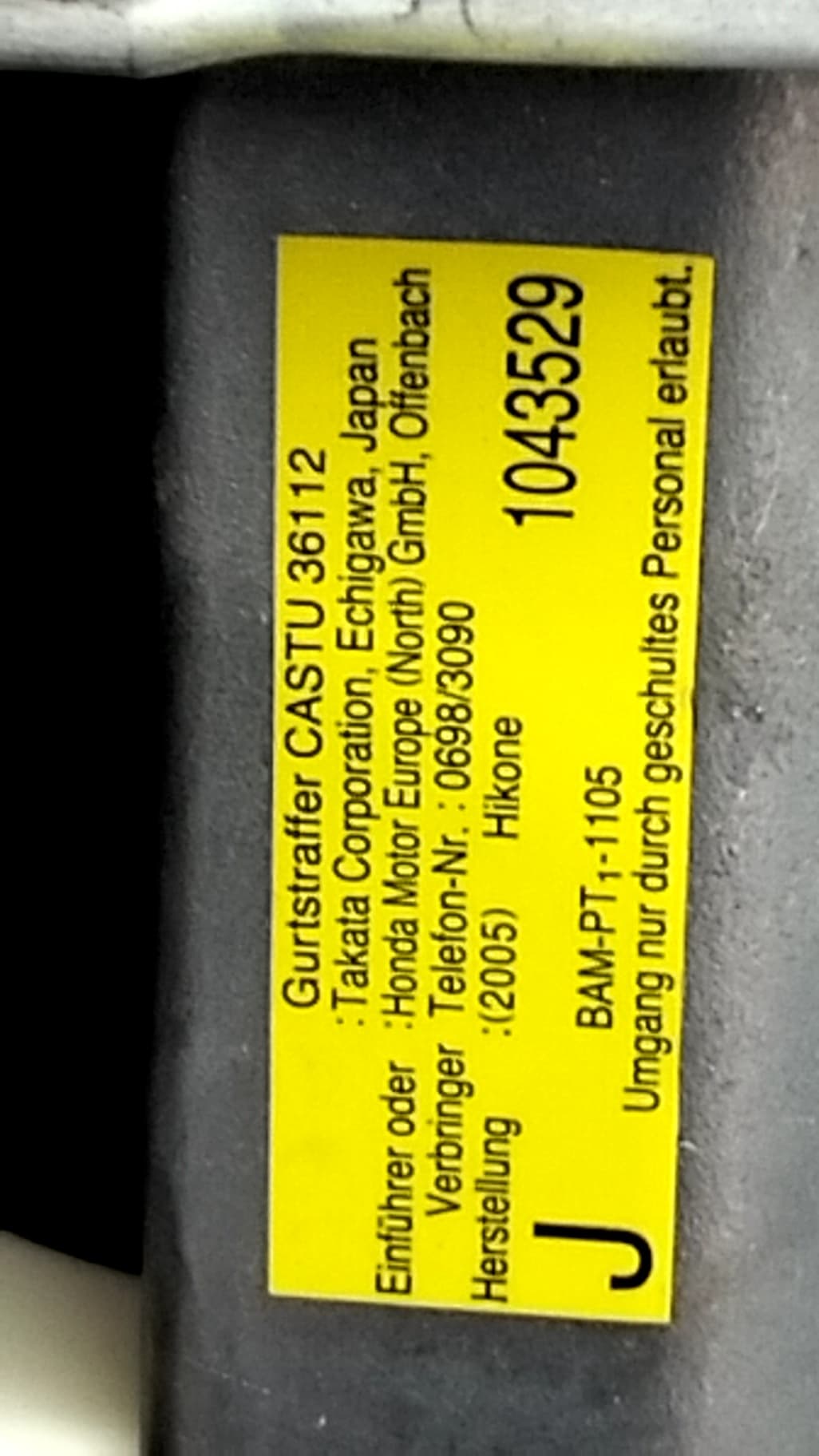 Cinturon seguridad delantero izquierdo HONDA CIVIC BERLINA (FN) 3