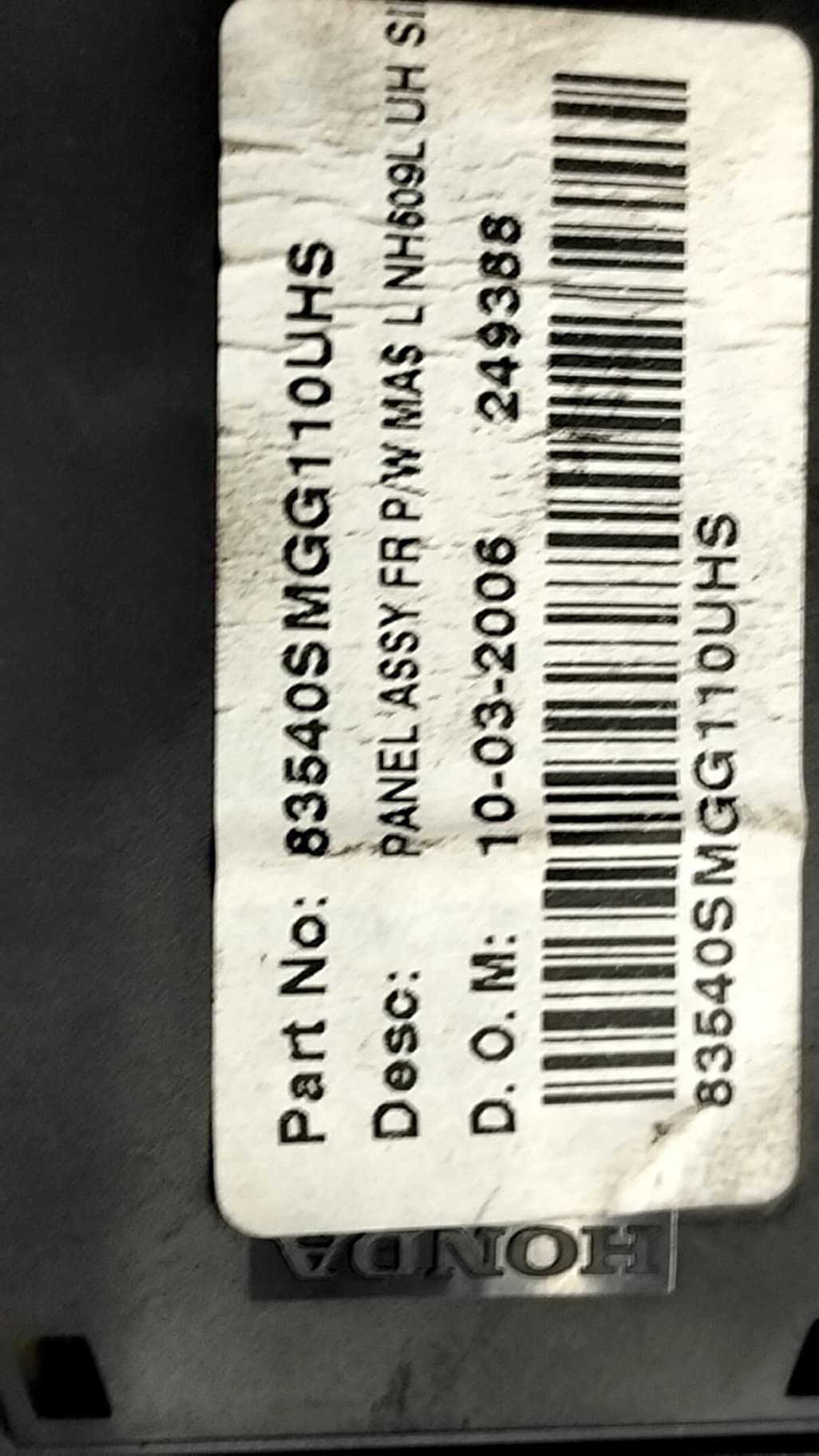 Mando elevalunas delantero izquierdo HONDA CIVIC BERLINA (FN) 3
