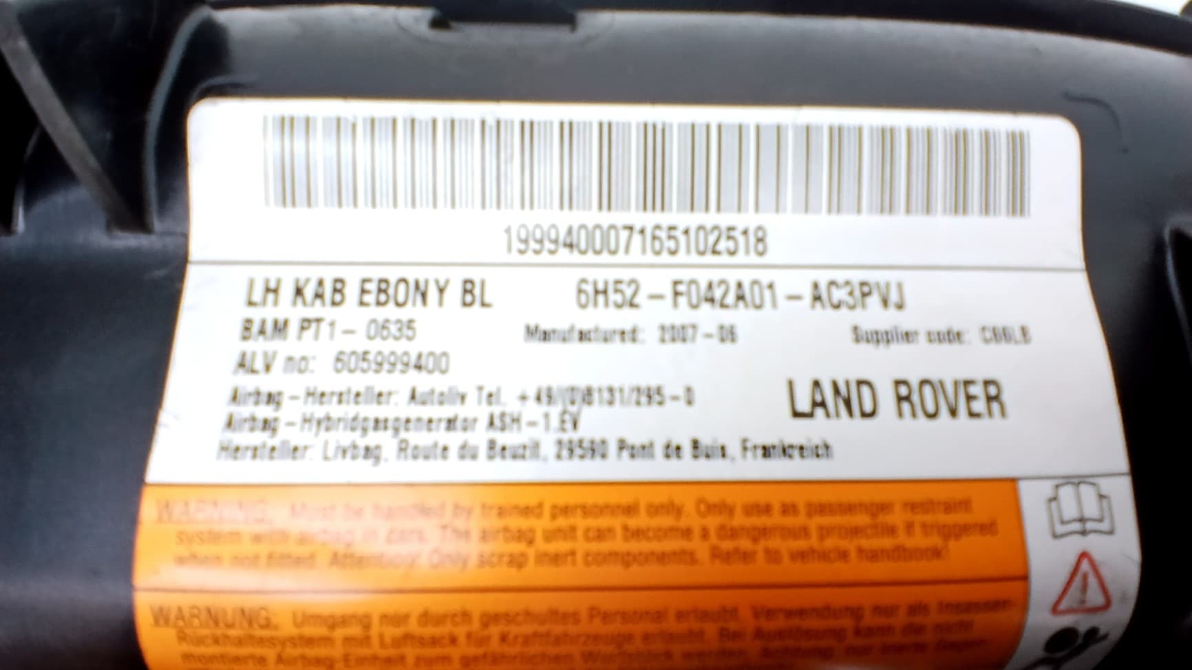 Airbag rodillas LAND ROVER FREELANDER 2