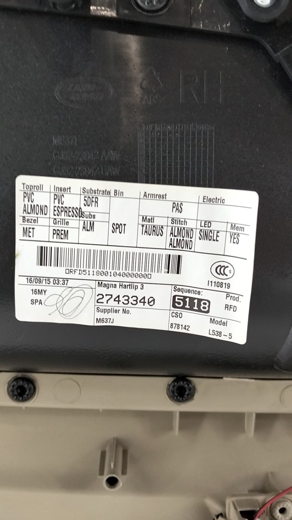 Guarnecido puerta delantera derecha LAND ROVER RANGE ROVER EVOQUE 3