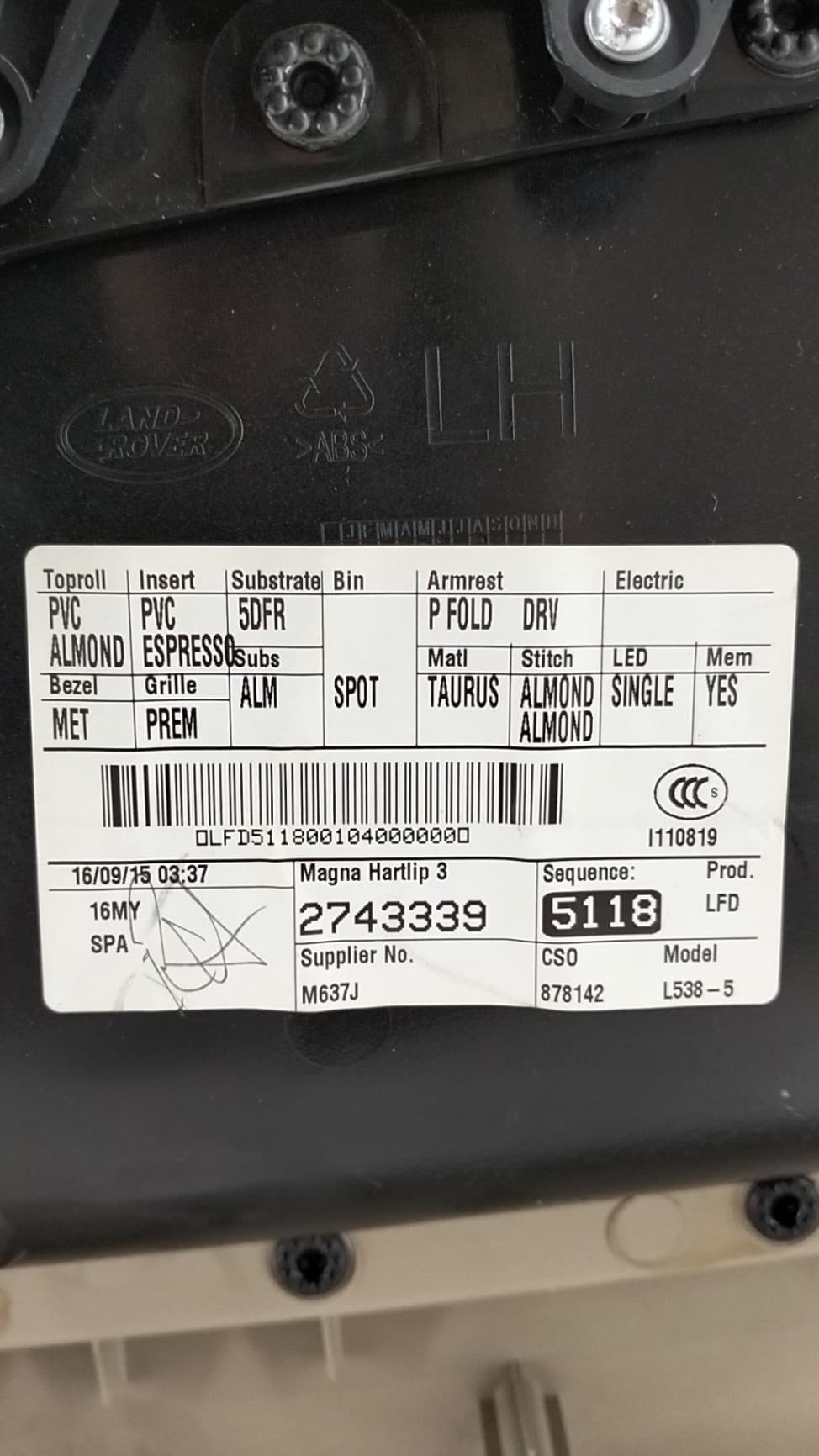 Recambio LAND ROVER RANGE ROVER EVOQUE ref. 526125308 3