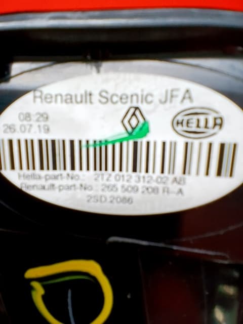 Piloto trasero derecho interior RENAULT SCENIC IV