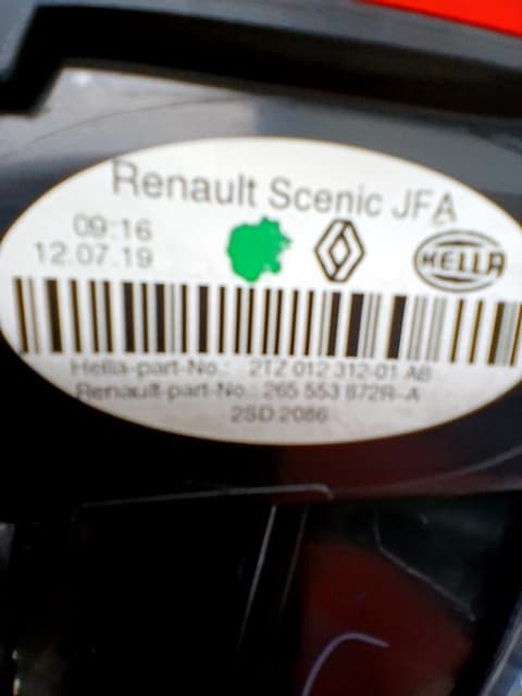Piloto trasero izquierdo interior RENAULT SCENIC IV