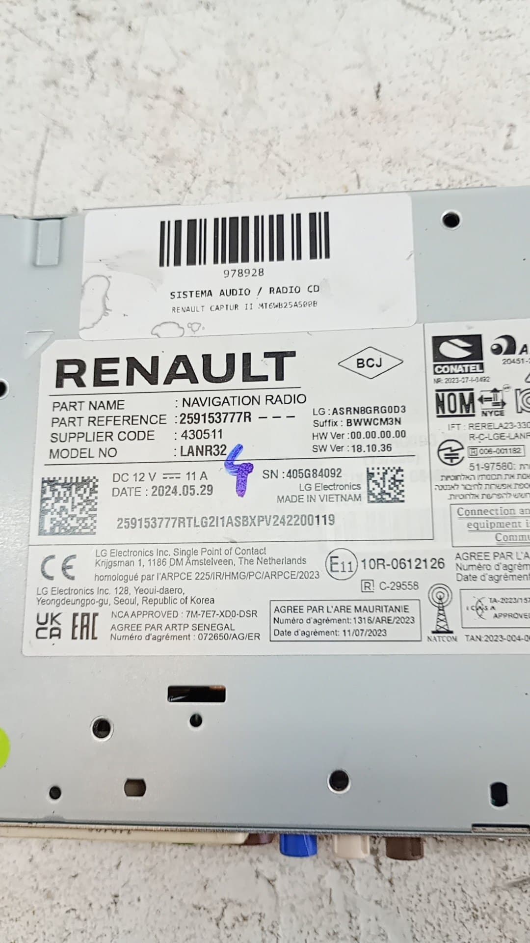 Sistema audio / radio cd RENAULT CAPTUR II 4