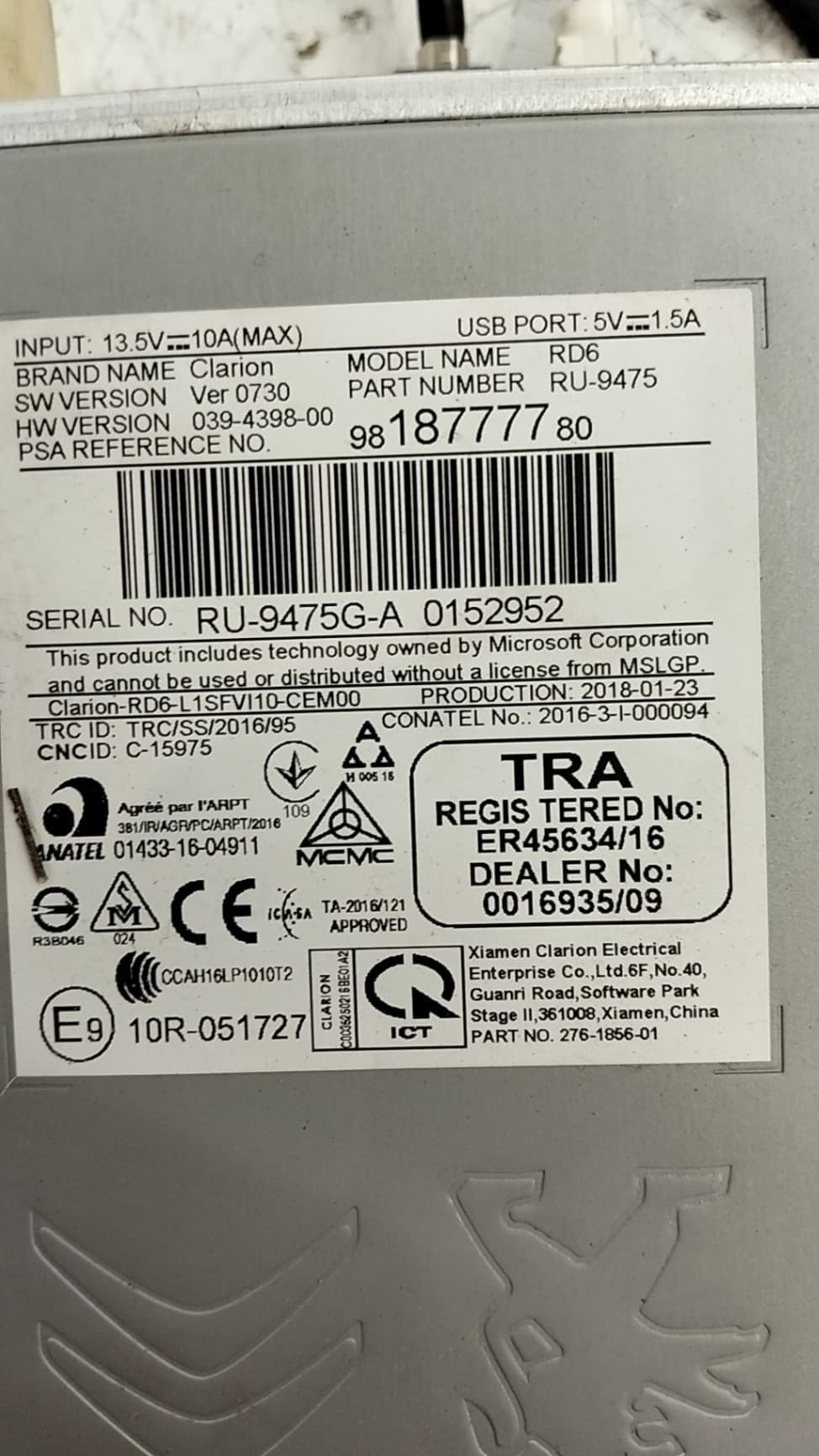 Sistema audio / radio cd TOYOTA PROACE 4