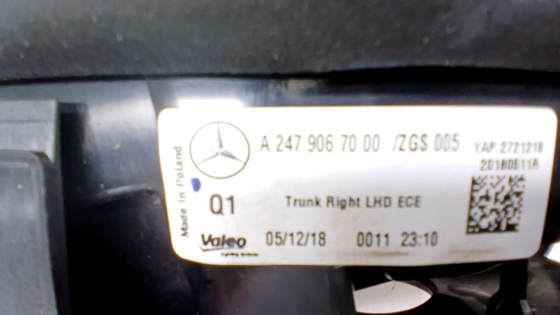 Piloto trasero derecho interior MERCEDES-BENZ B-CLASS 3