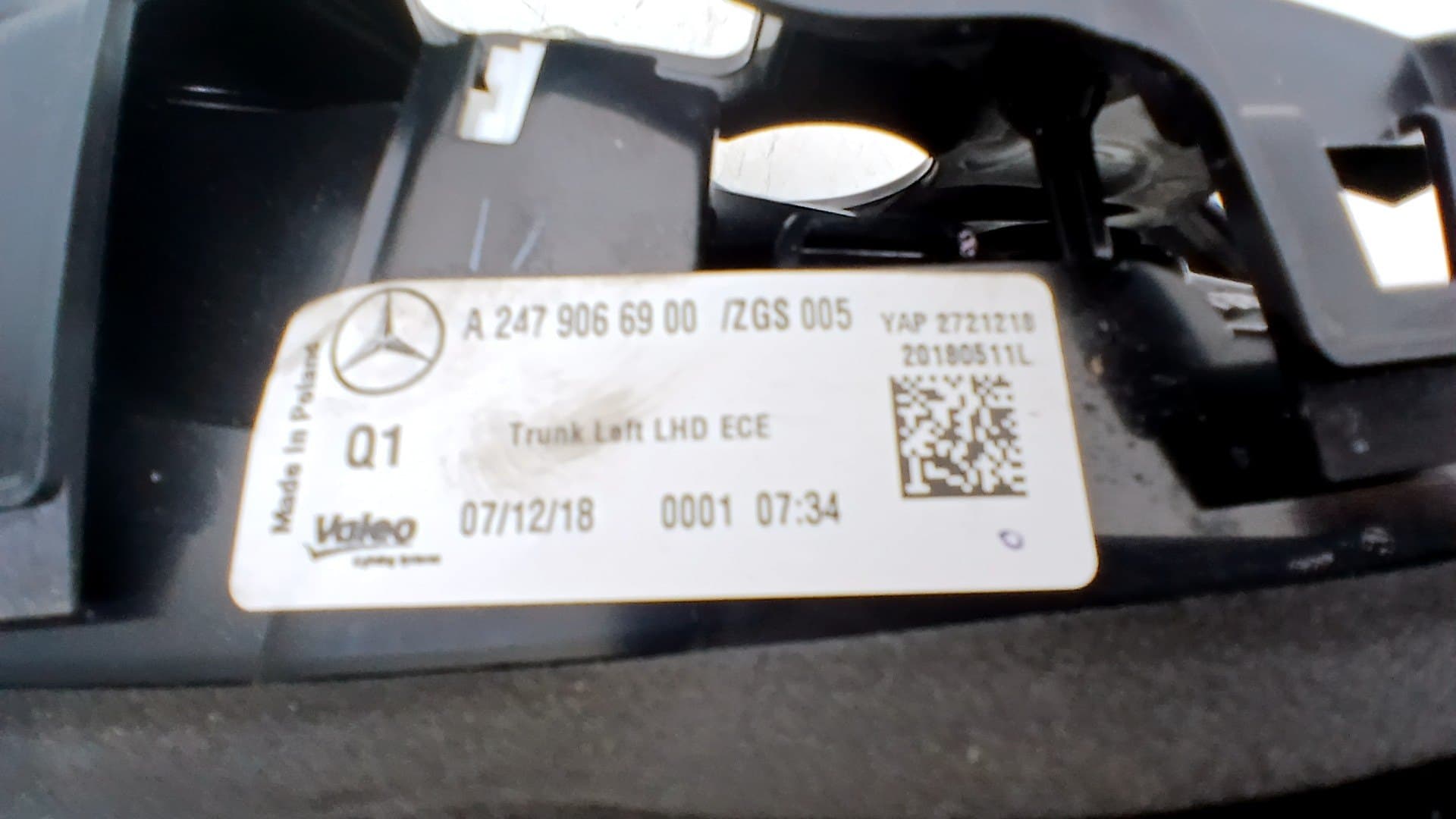 Piloto trasero izquierdo interior MERCEDES-BENZ B-CLASS 2