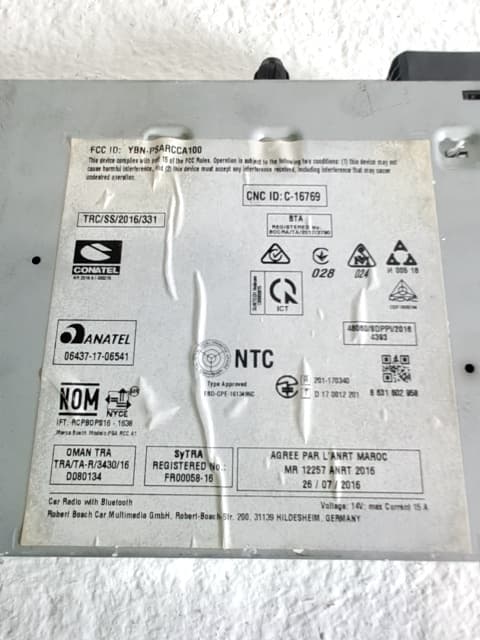 Sistema audio / radio cd PEUGEOT 308 2