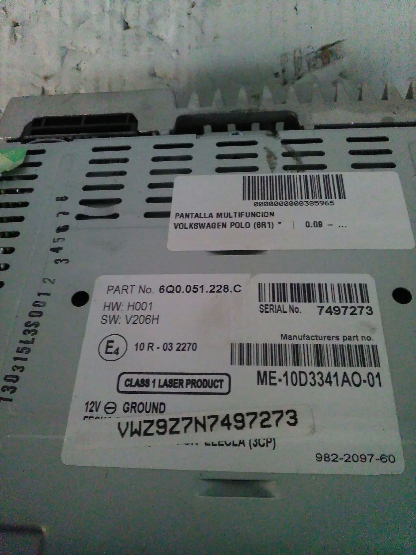 Pantalla multifuncion VOLKSWAGEN POLO (6R1)