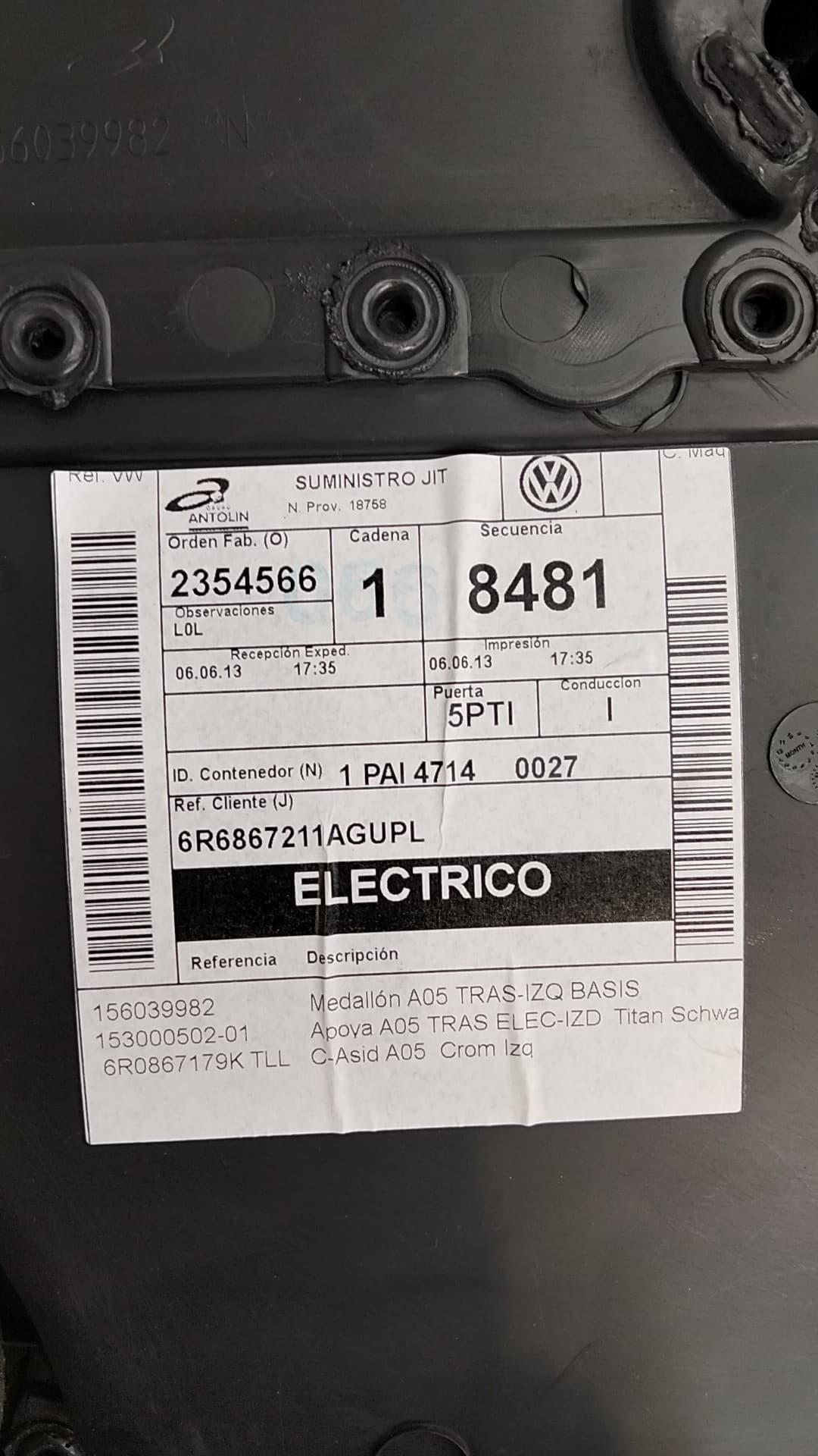 Recambio VOLKSWAGEN POLO (6R1) ref. 6R6867211AGUPL 2