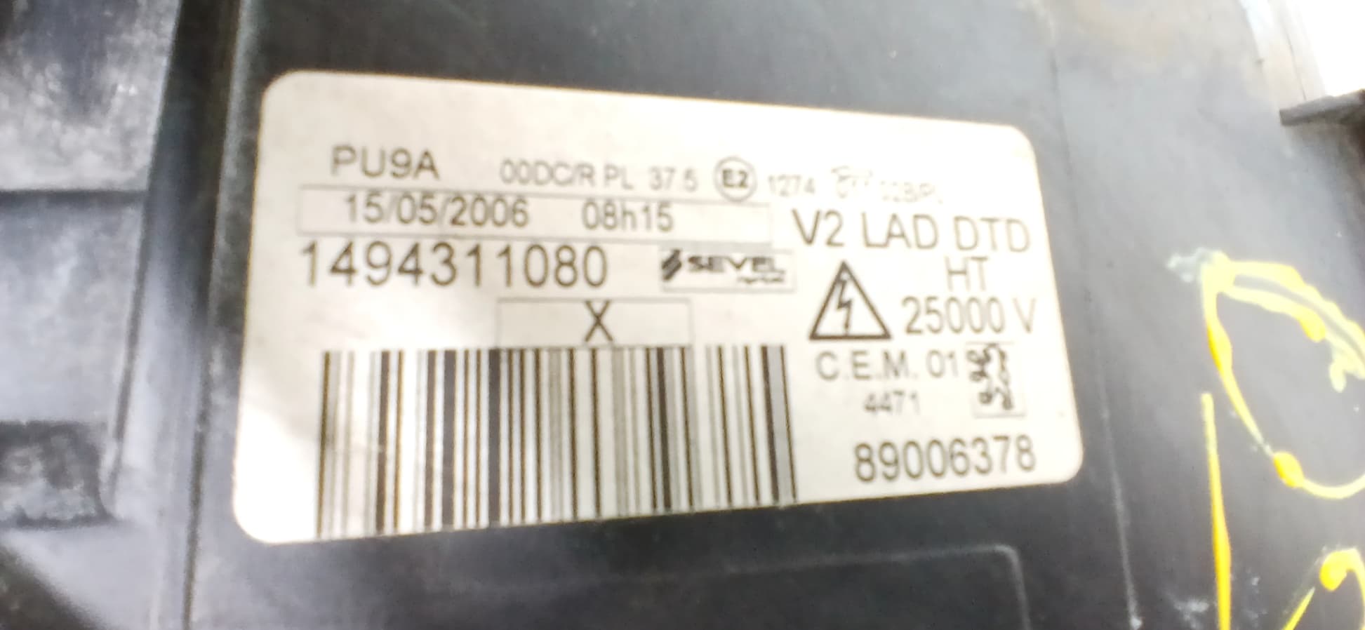 Faro derecho PEUGEOT 807