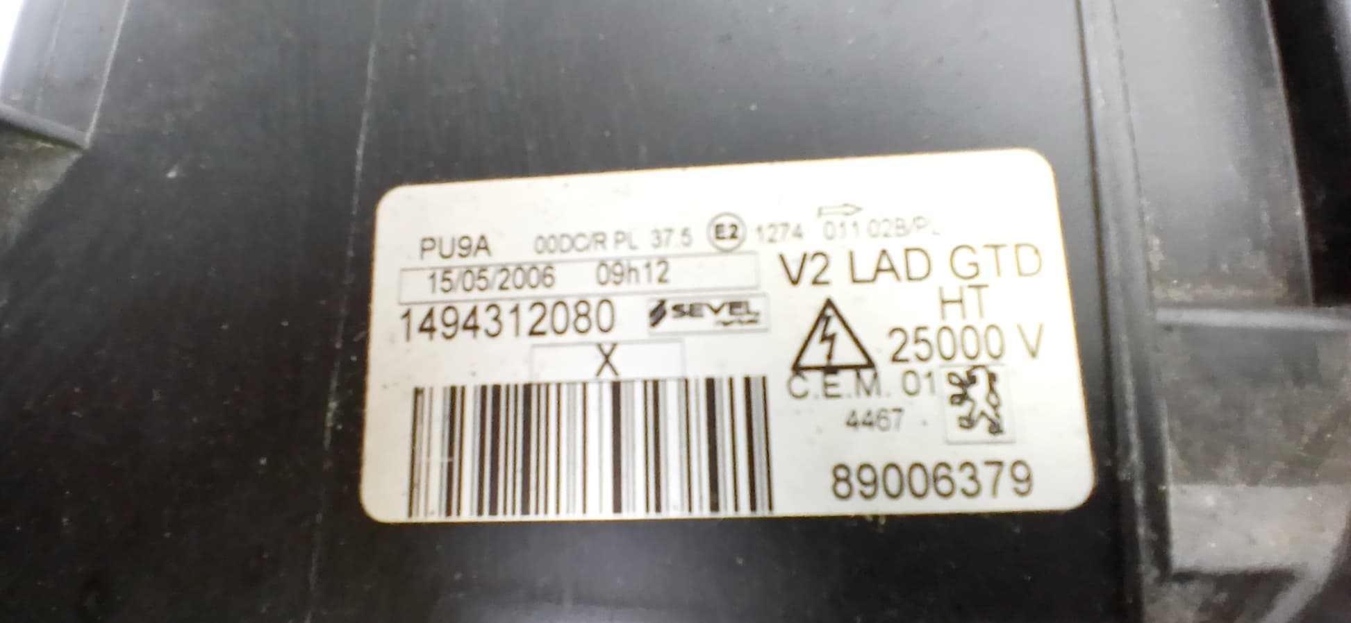 Faro izquierdo PEUGEOT 807 2