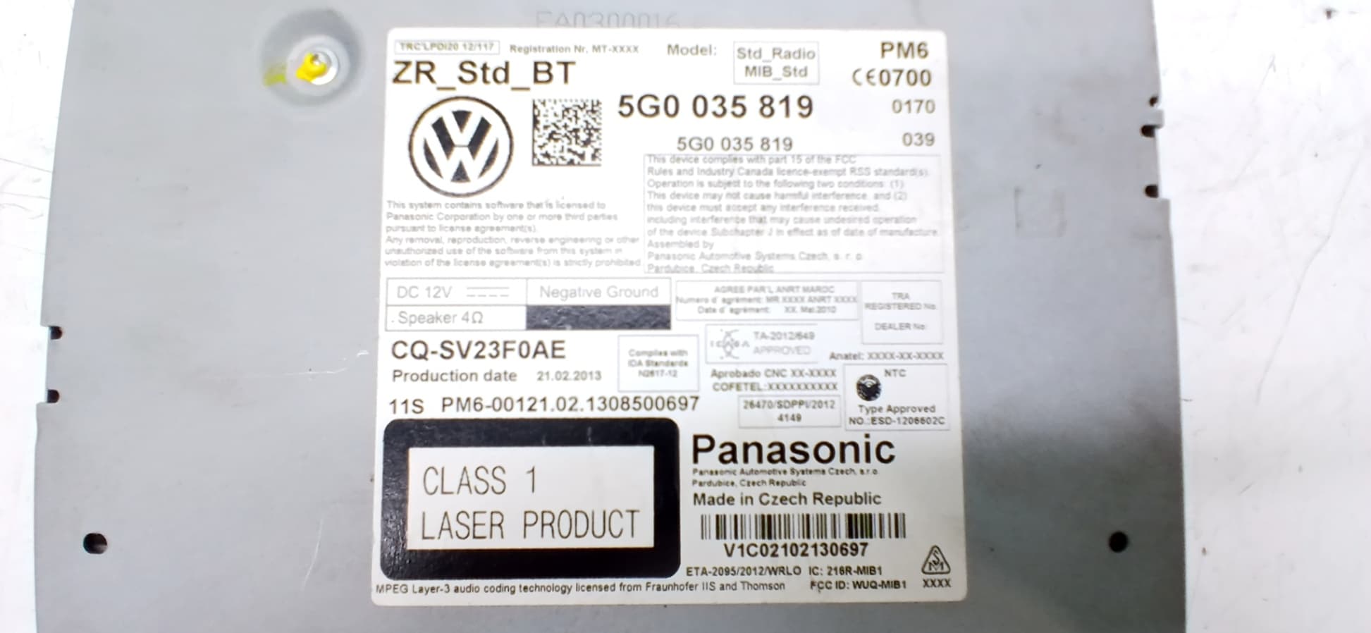 Sistema audio / radio cd VOLKSWAGEN GOLF VII LIM 2