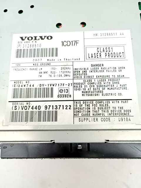 Sistema audio / radio cd VOLVO C30 4