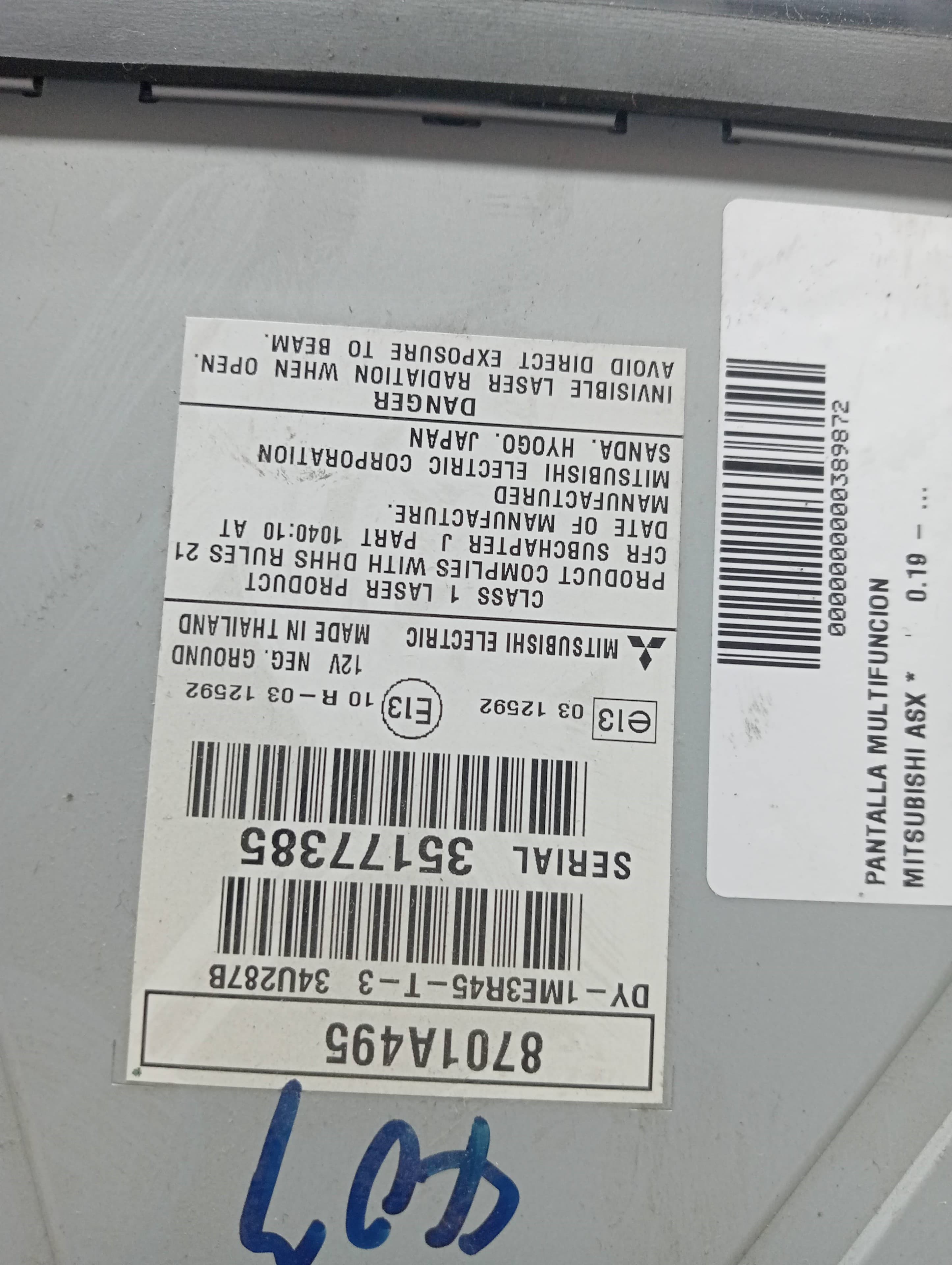 Pantalla multifuncion MITSUBISHI ASX 3