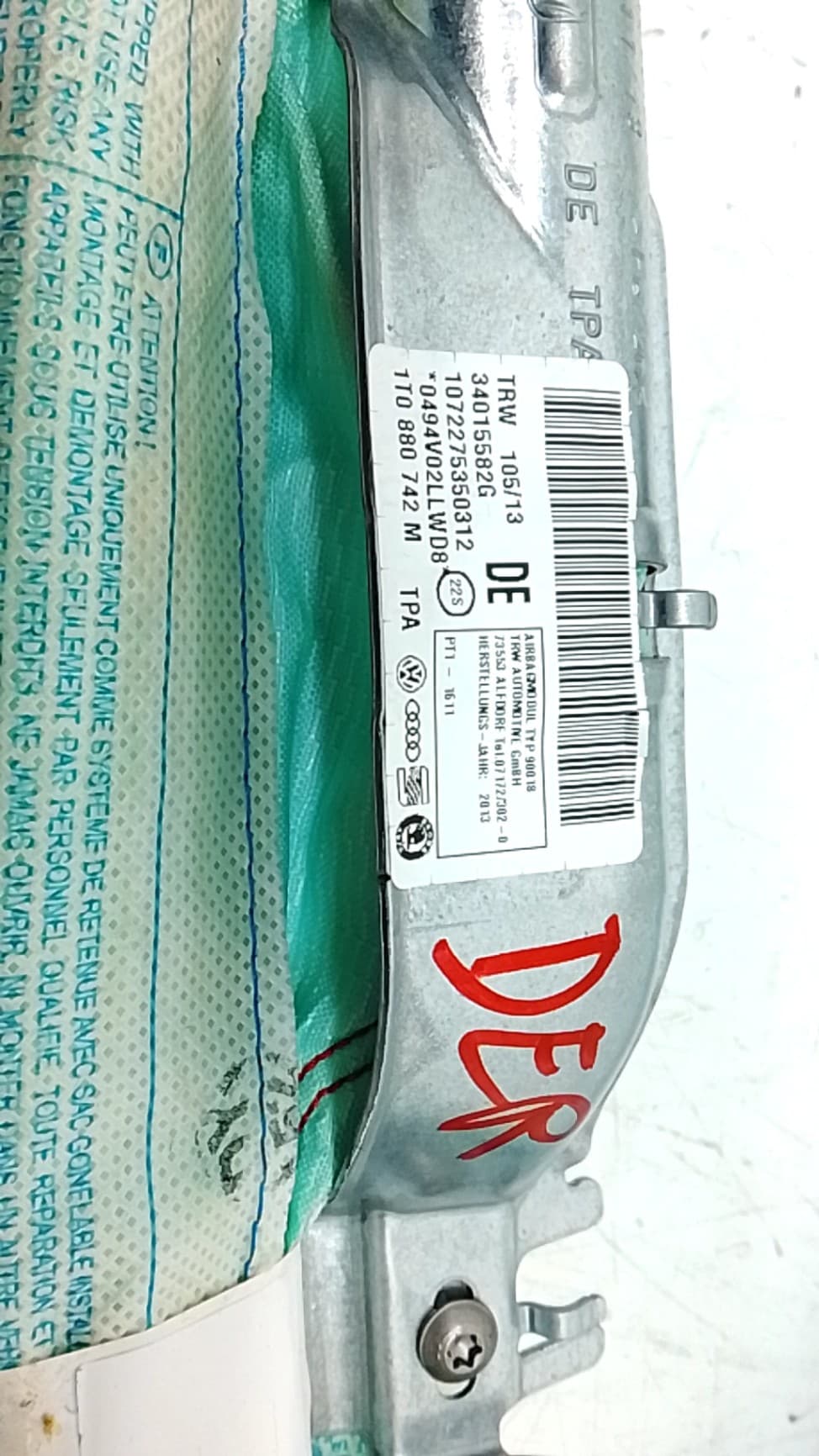 Airbag cortina delantero derecho VOLKSWAGEN TOURAN (1T3) 3