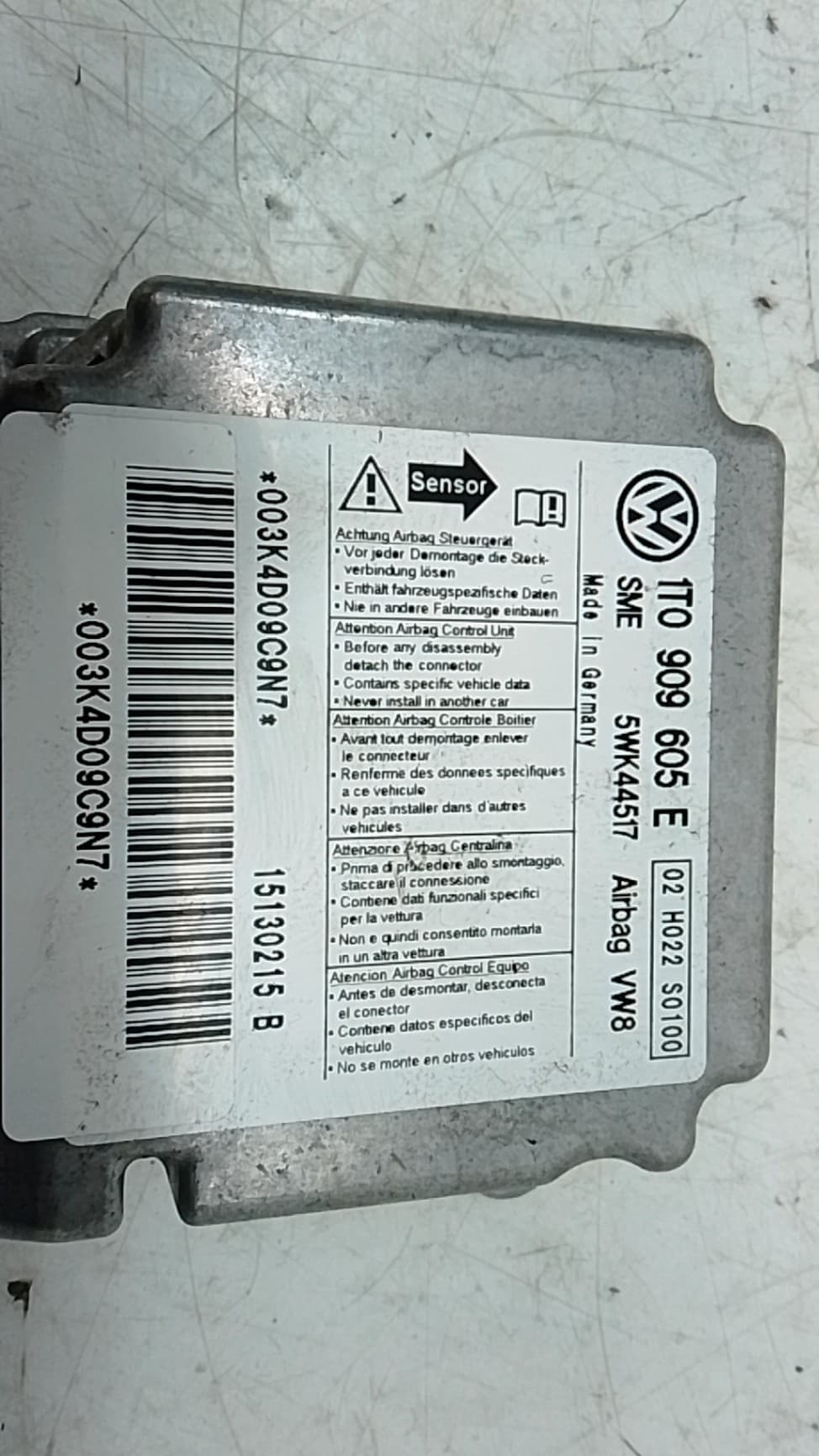 Centralita airbag VOLKSWAGEN TOURAN (1T3) 3