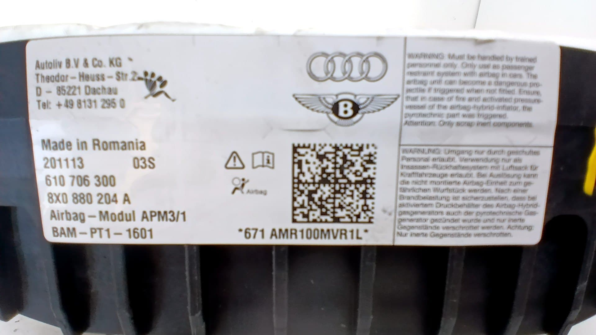 Airbag delantero derecho AUDI A1 SPORTBACK (8XF) 3