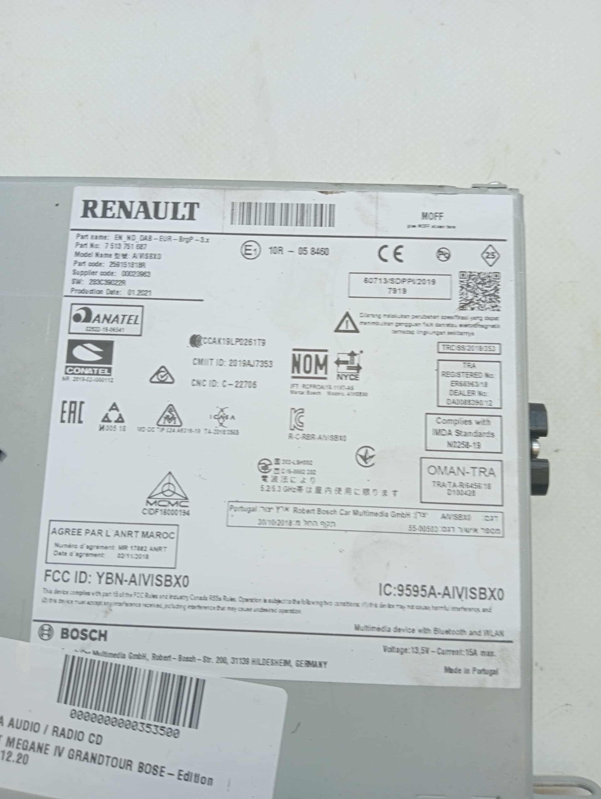 Sistema audio / radio cd RENAULT MEGANE IV GRANDTOUR 3