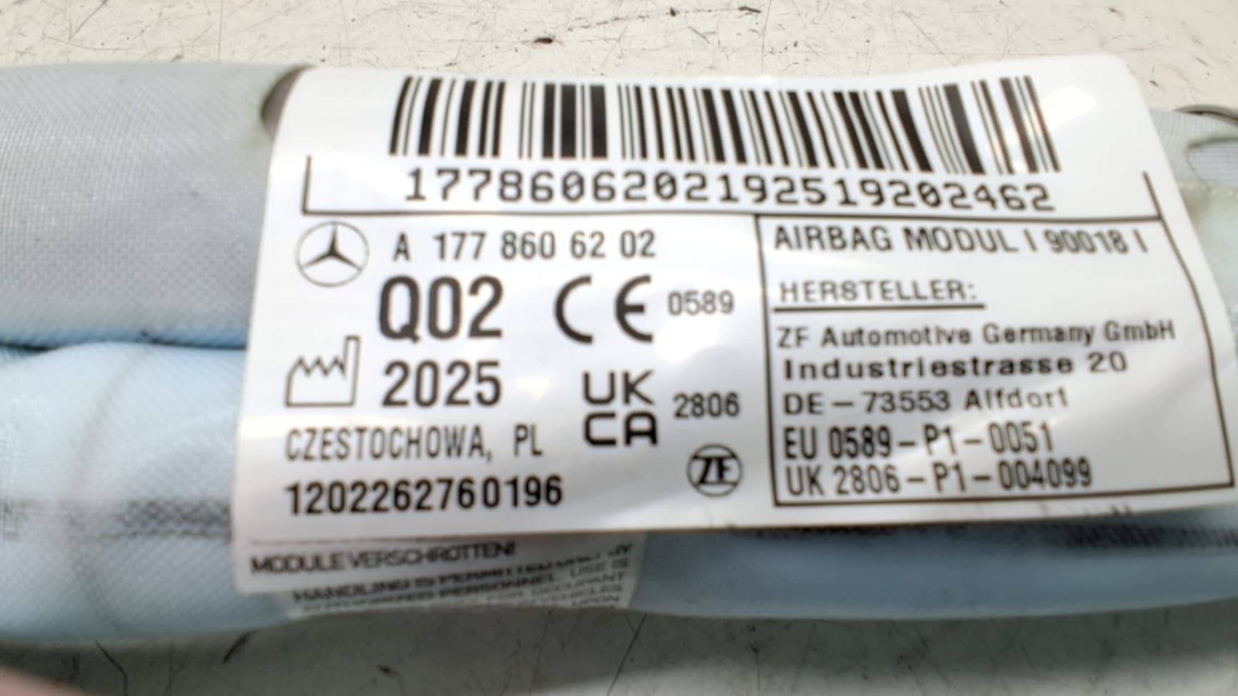 Airbag cortina delantero izquierdo MERCEDES-BENZ A-CLASS 3