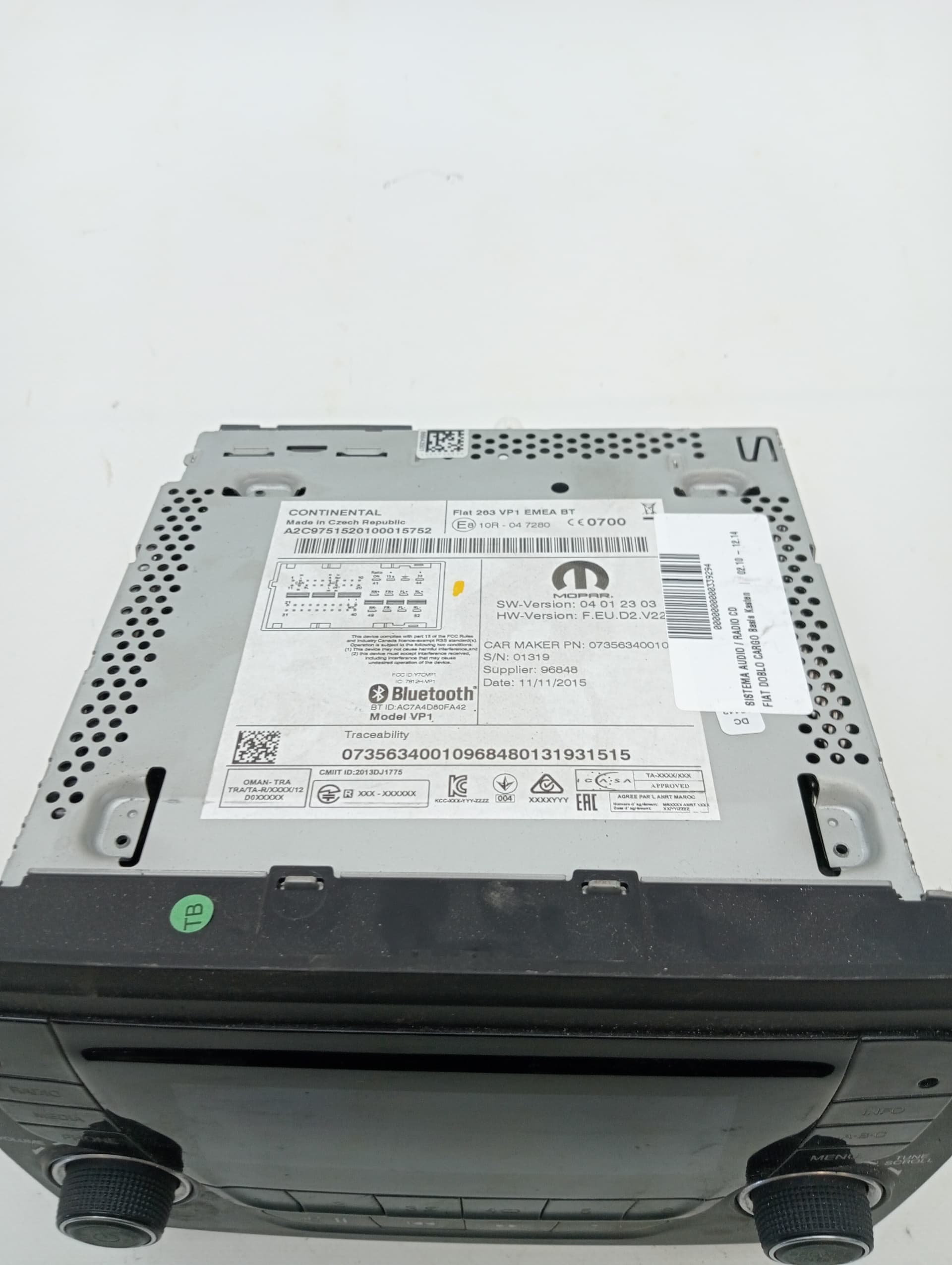 Sistema audio / radio cd FIAT DOBLO CARGO 4