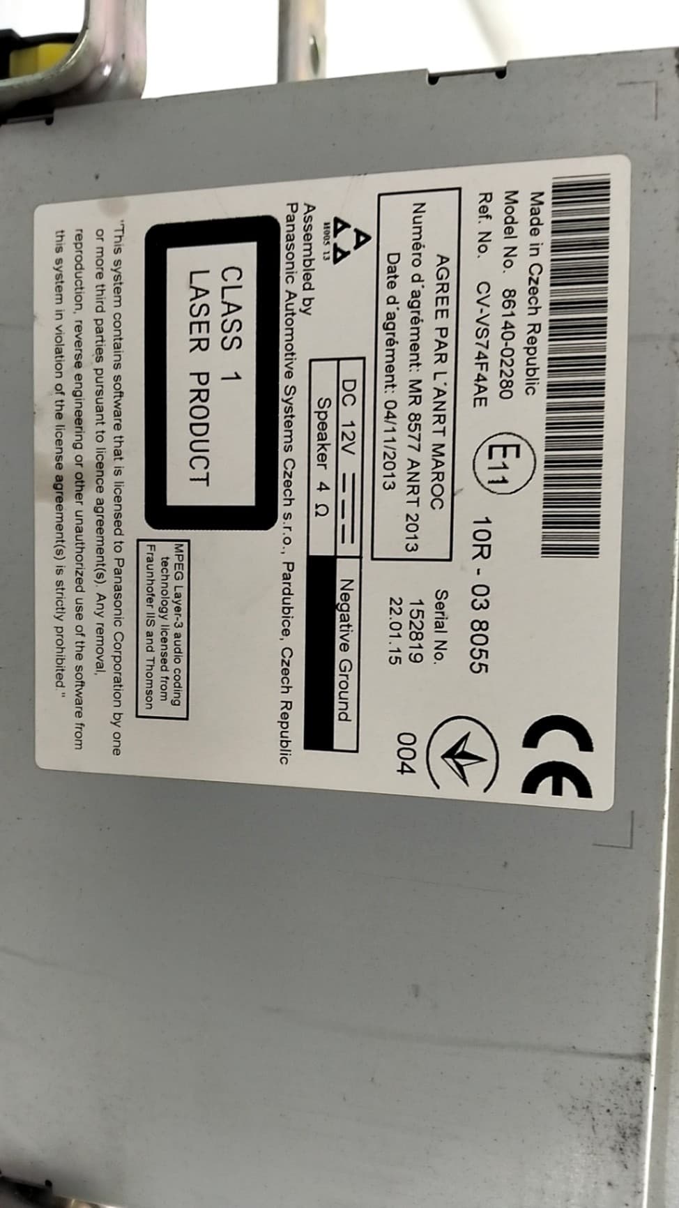 Sistema audio / radio cd TOYOTA AURIS 2