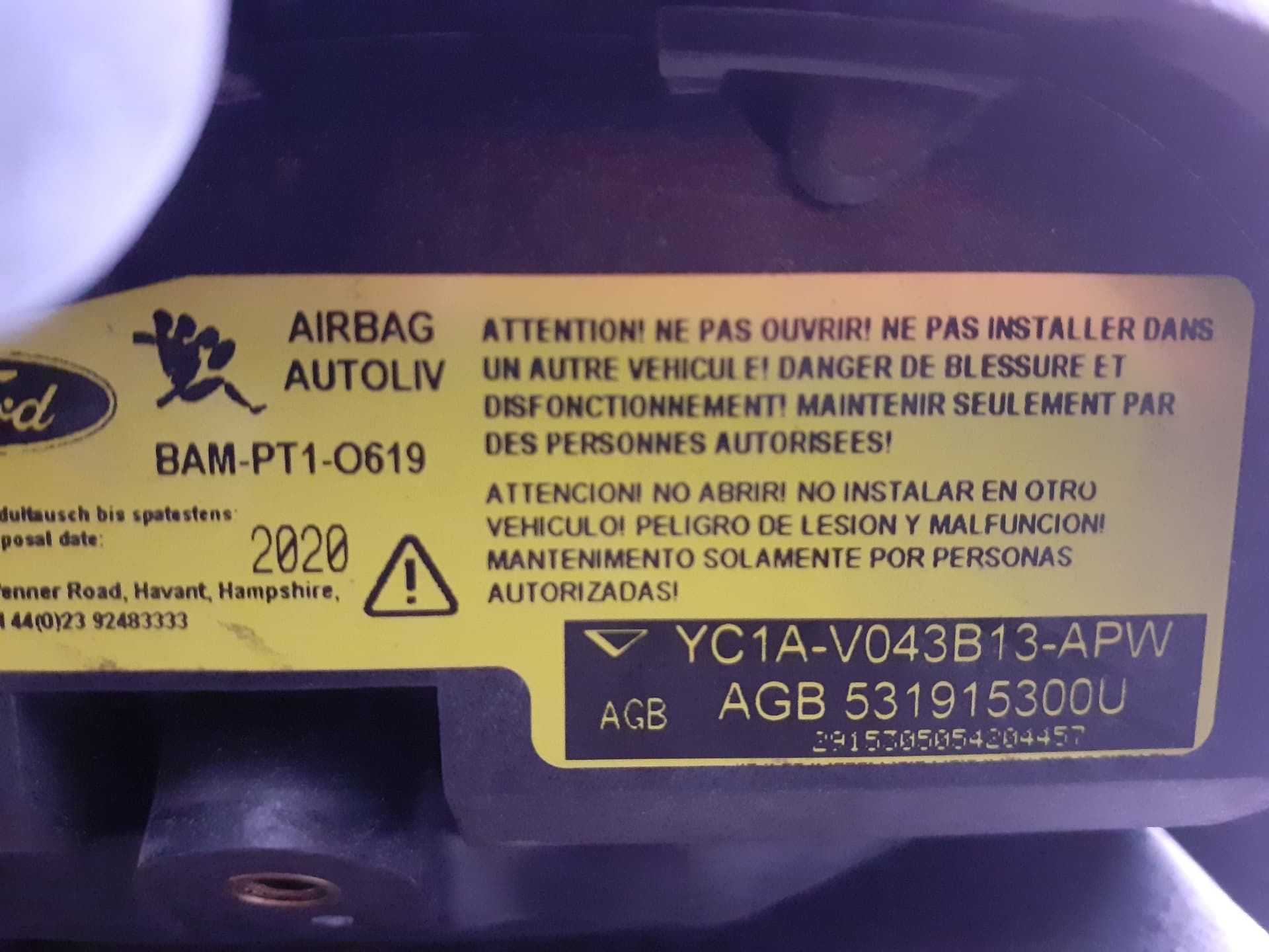 Airbag delantero izquierdo FORD TRANSIT CAJA CERRADA, MEDIA (FY) (2000 =>) 2