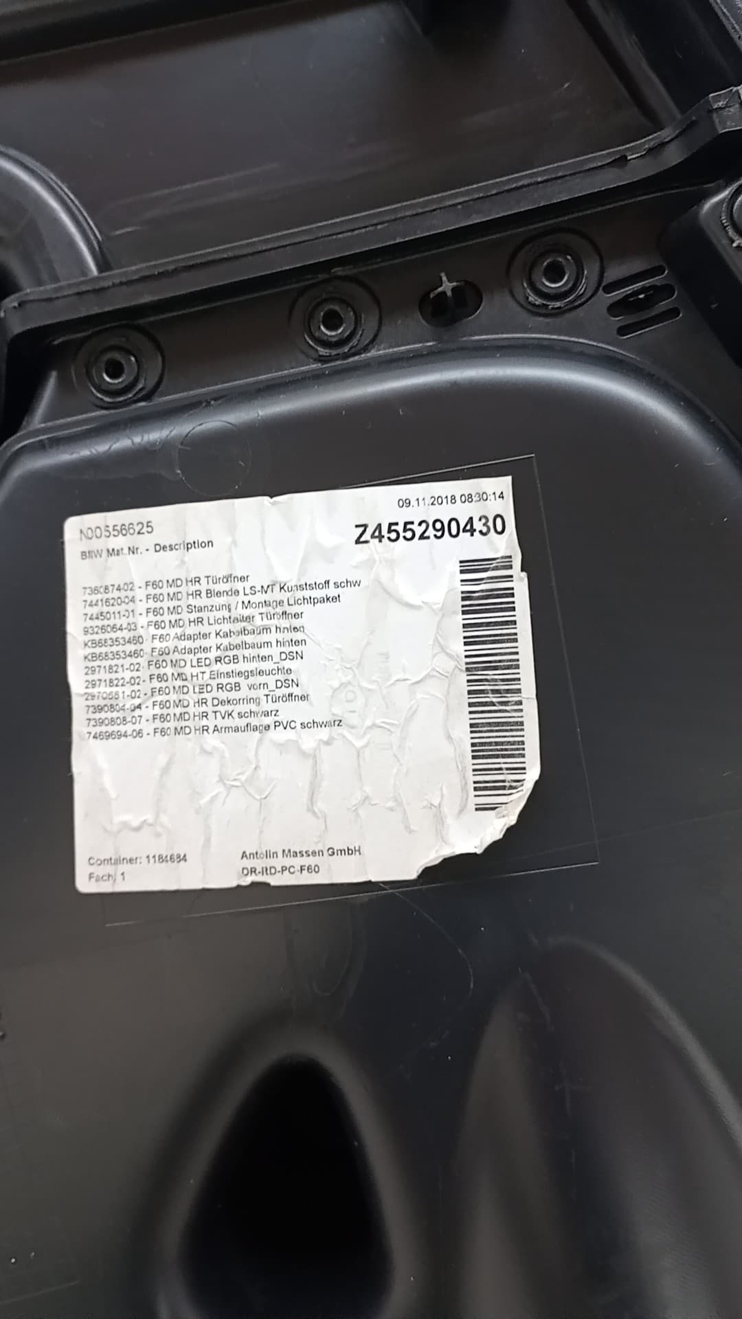 Guarnecido puerta trasera derecha MINI 3
