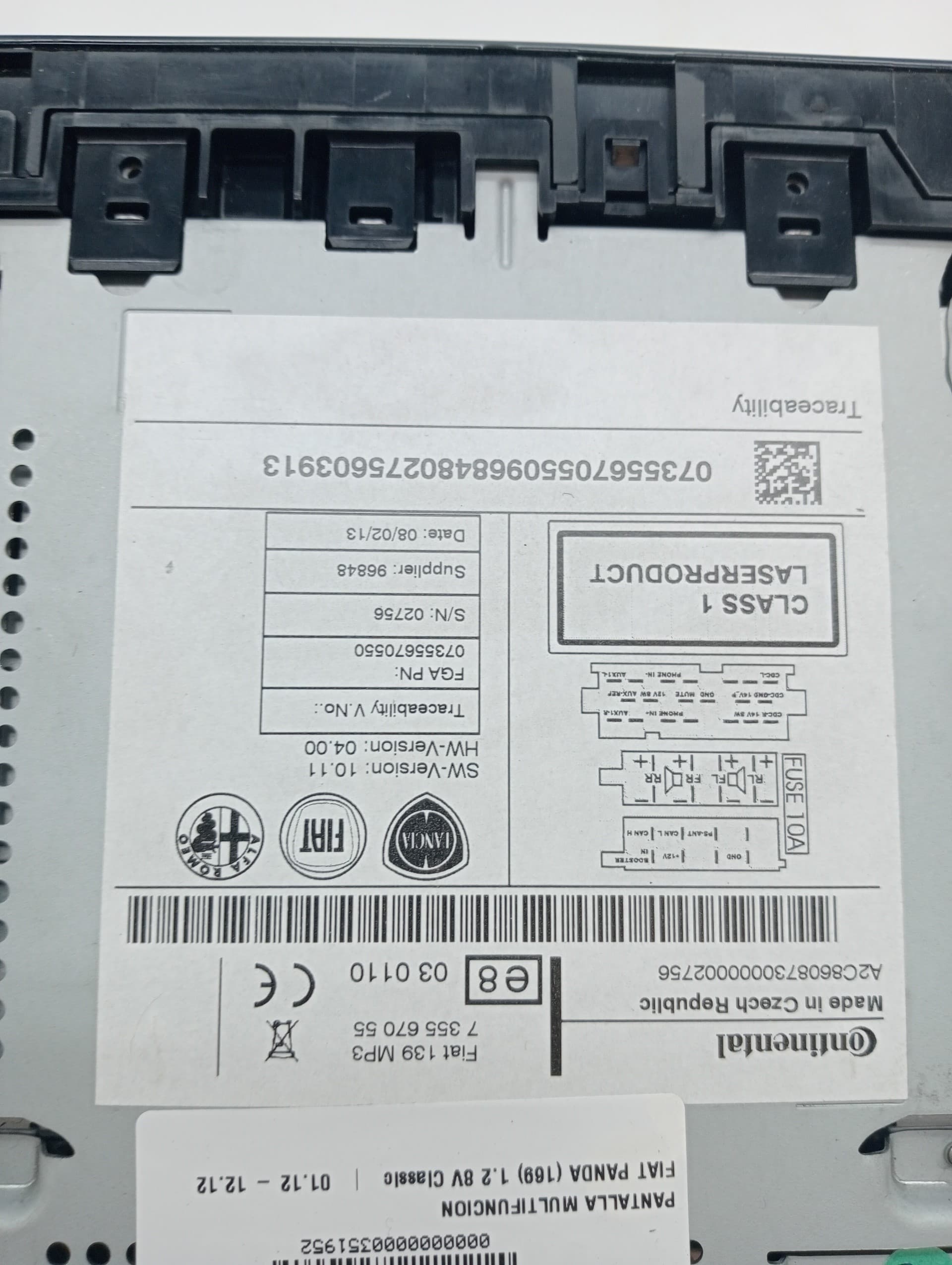 Pantalla multifuncion FIAT PANDA (169) 4