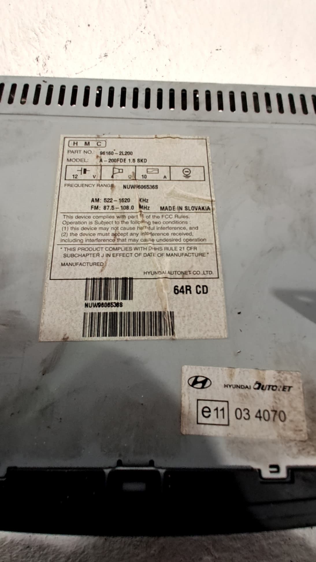 Sistema audio / radio cd HYUNDAI I30 STATION WAGON (FD) 2