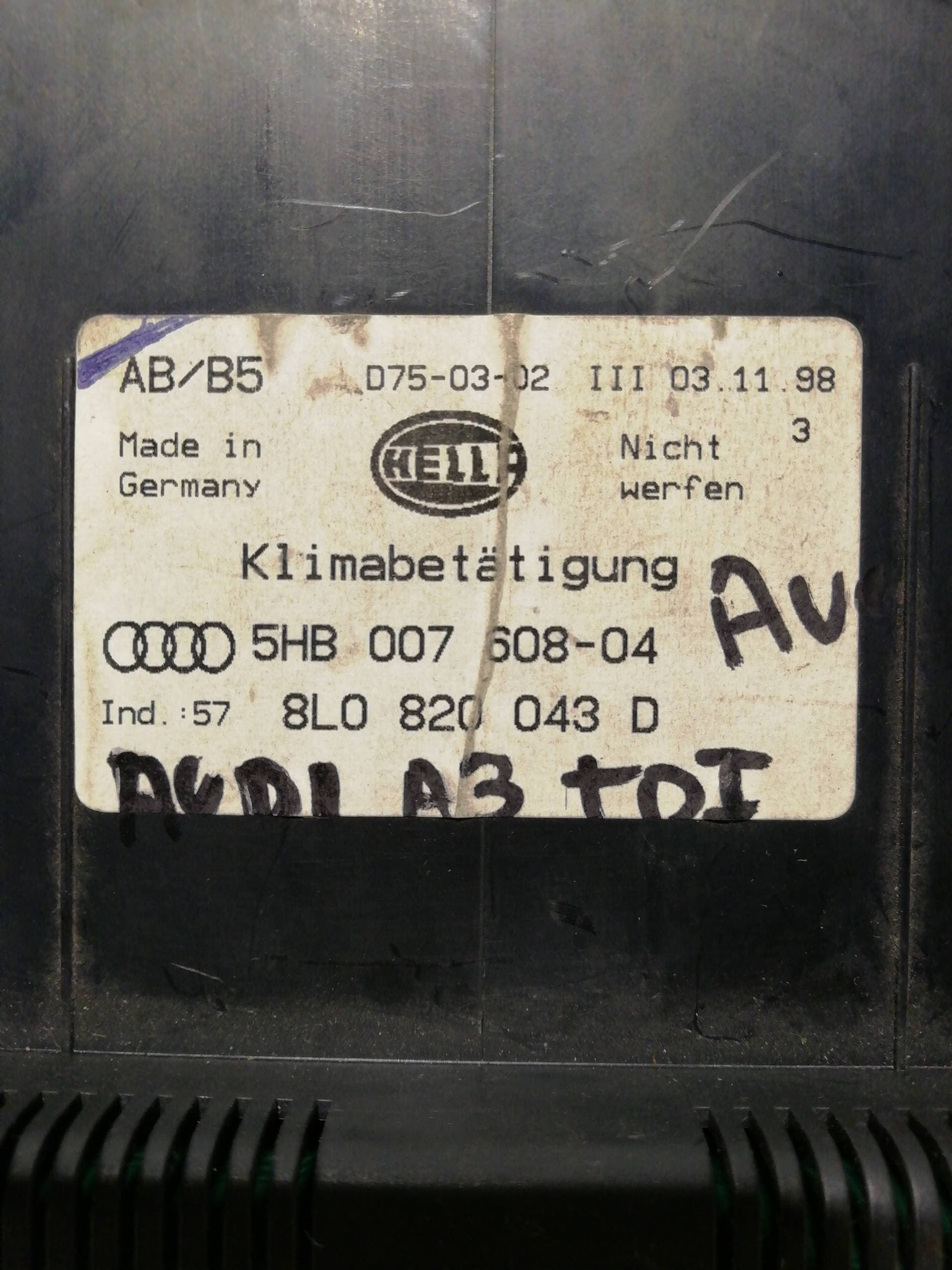 Mando climatizador AUDI A3 (8L) 2