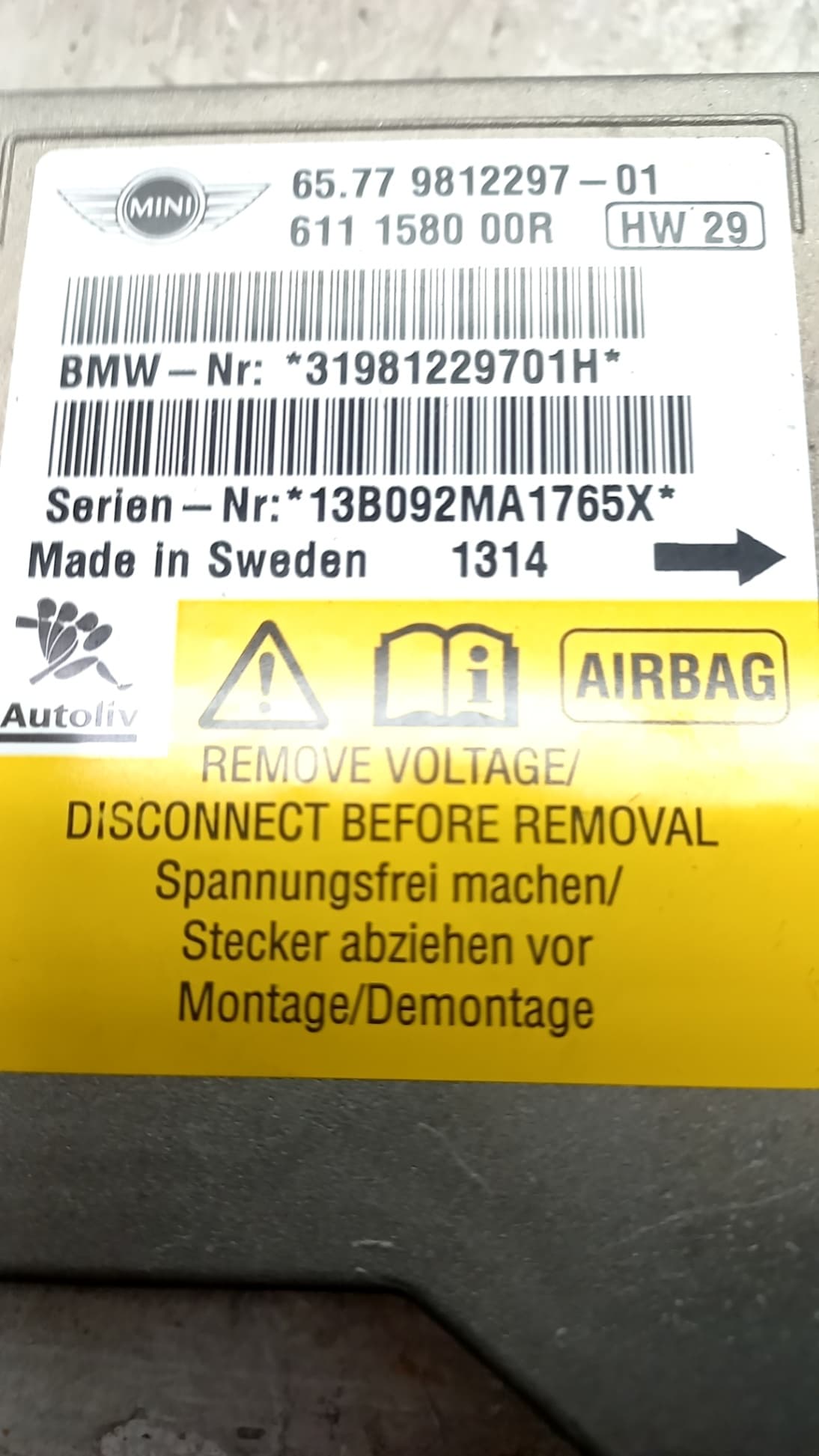 Kit airbag MINI COUNTRYMAN (R60) 2