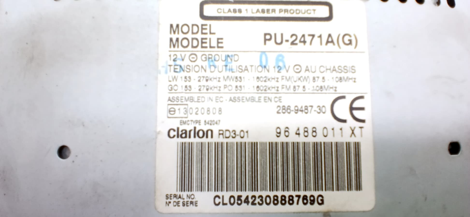Sistema audio / radio cd CITROEN BERLINGO