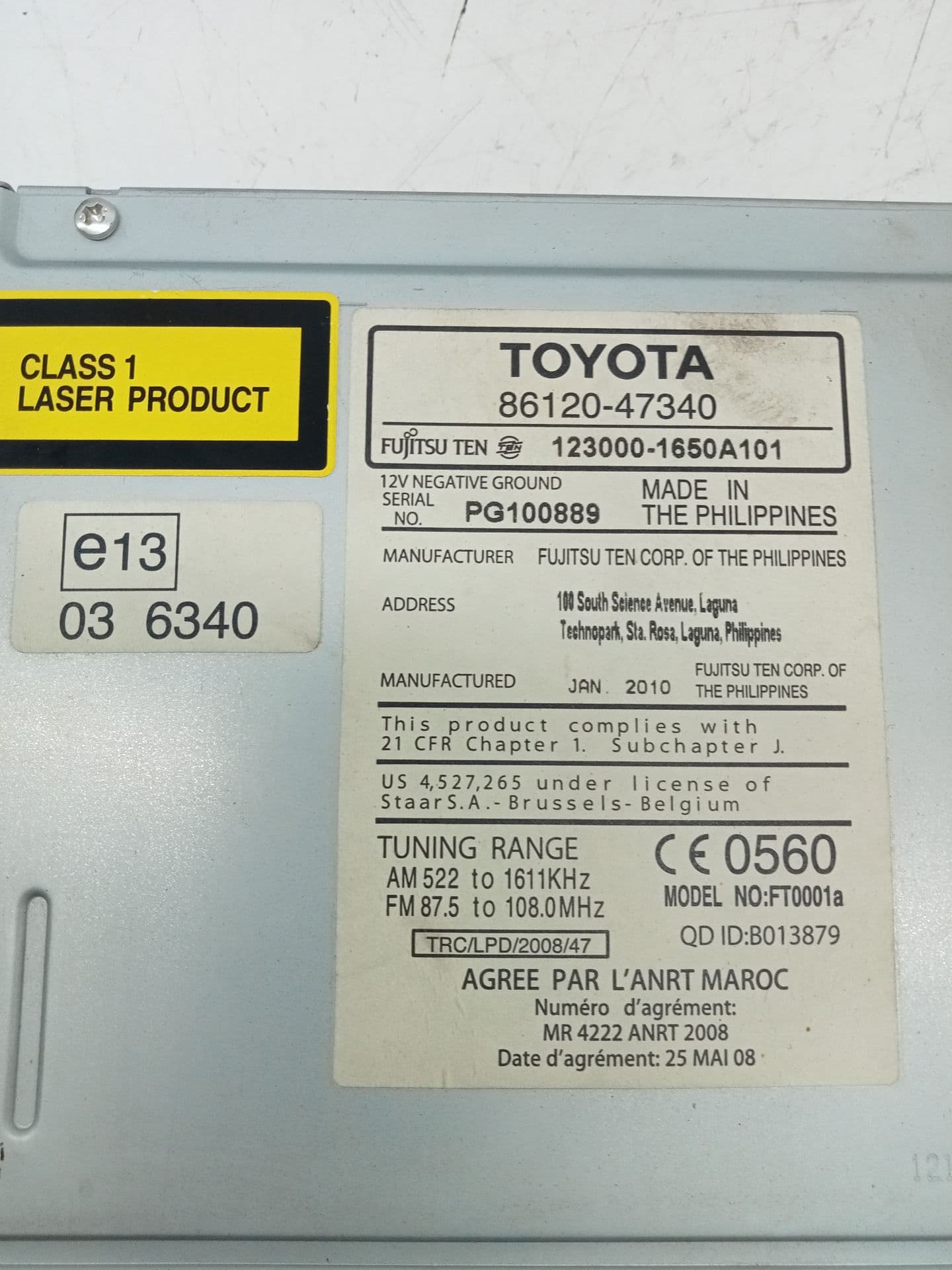 Sistema audio / radio cd TOYOTA PRIUS (NHW30) 2