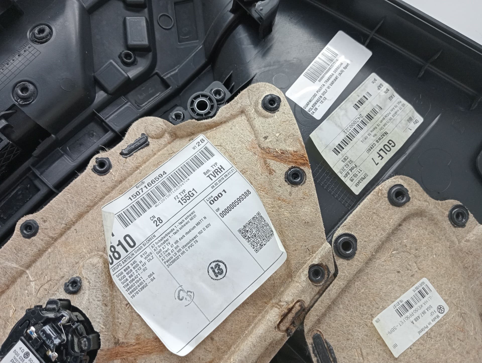 Guarnecido puerta trasera derecha VOLKSWAGEN GOLF VI VARIANT (AJ5) 2