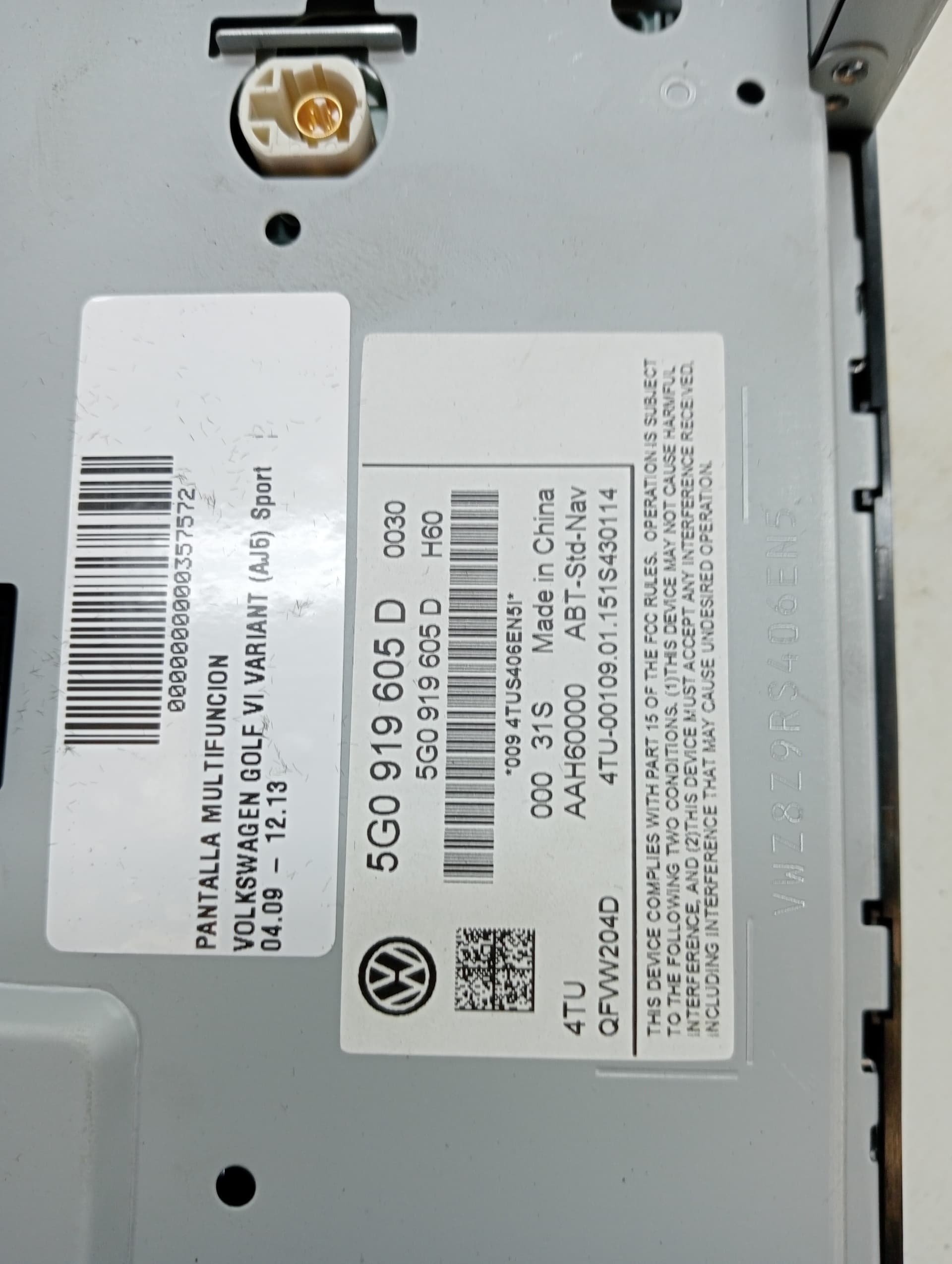 Pantalla multifuncion VOLKSWAGEN GOLF VI VARIANT (AJ5) 2