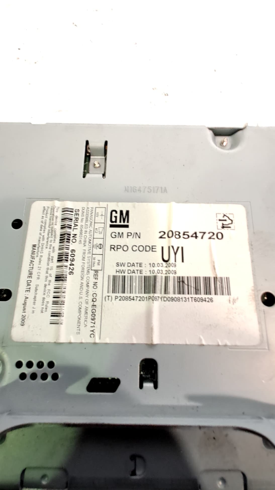 Sistema audio / radio cd CHEVROLET CRUZE (J300) 2