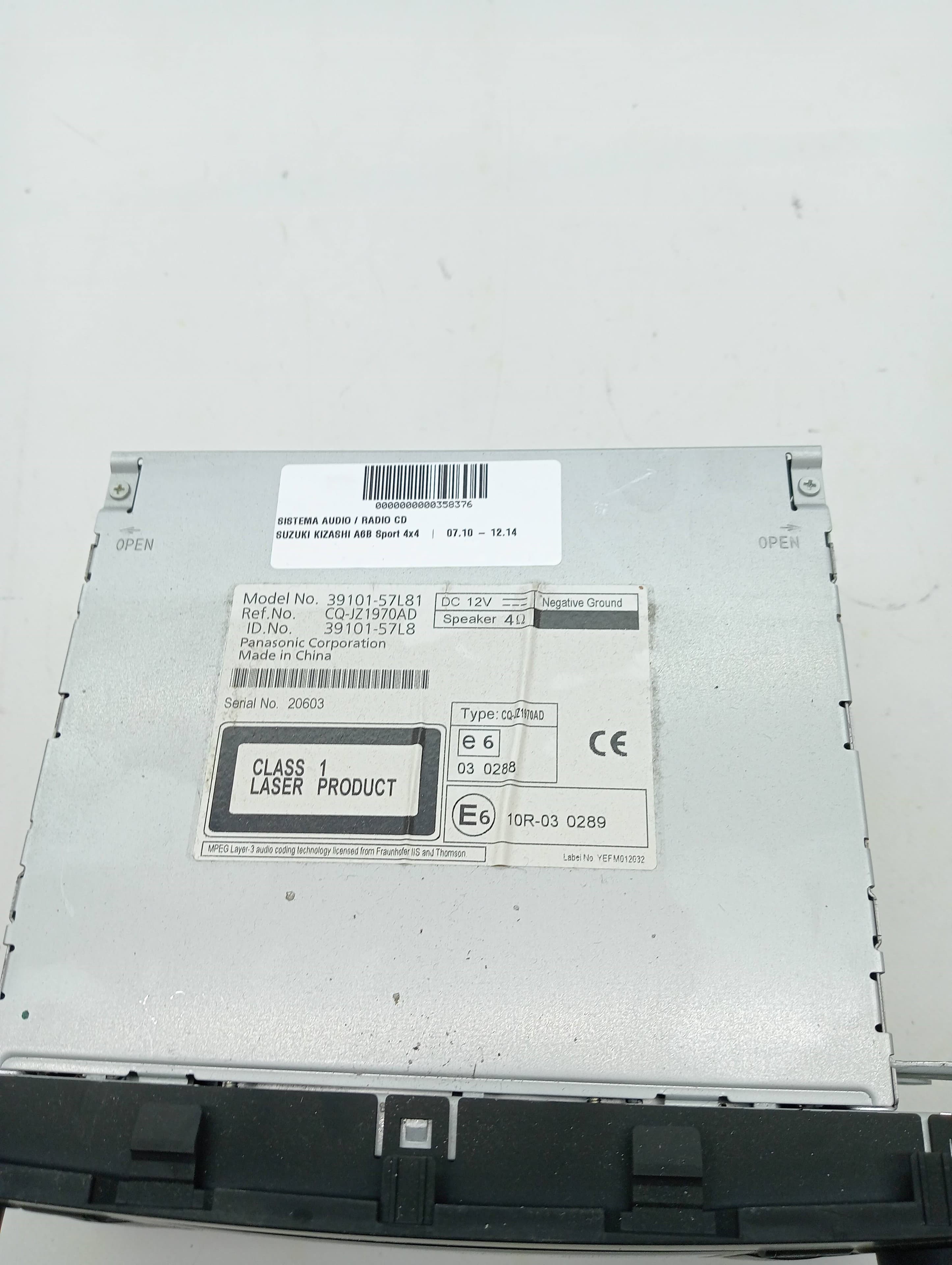 Sistema audio / radio cd SUZUKI KIZASHI A6B 3