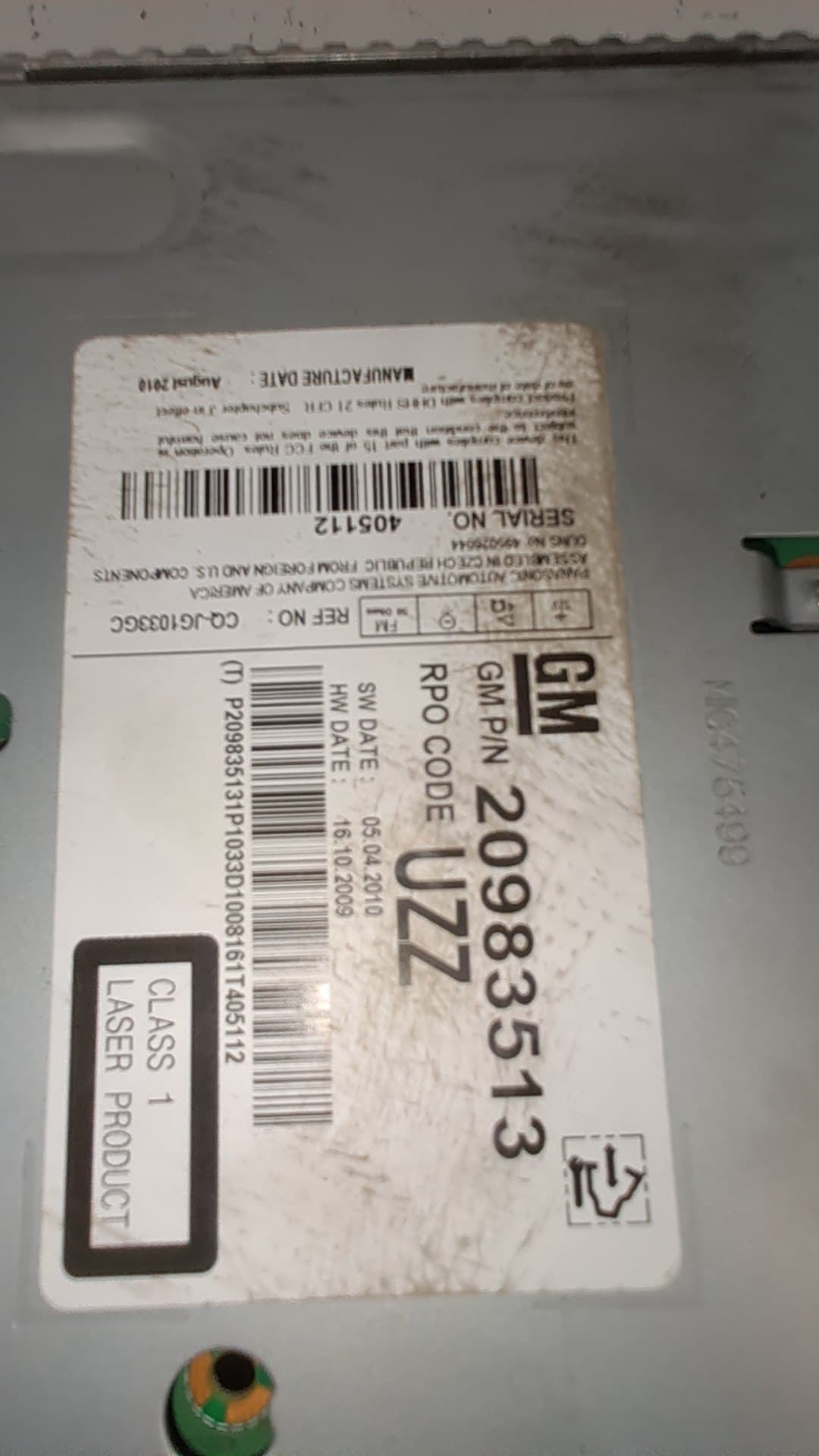 Sistema audio / radio cd OPEL ASTRA J LIM 2