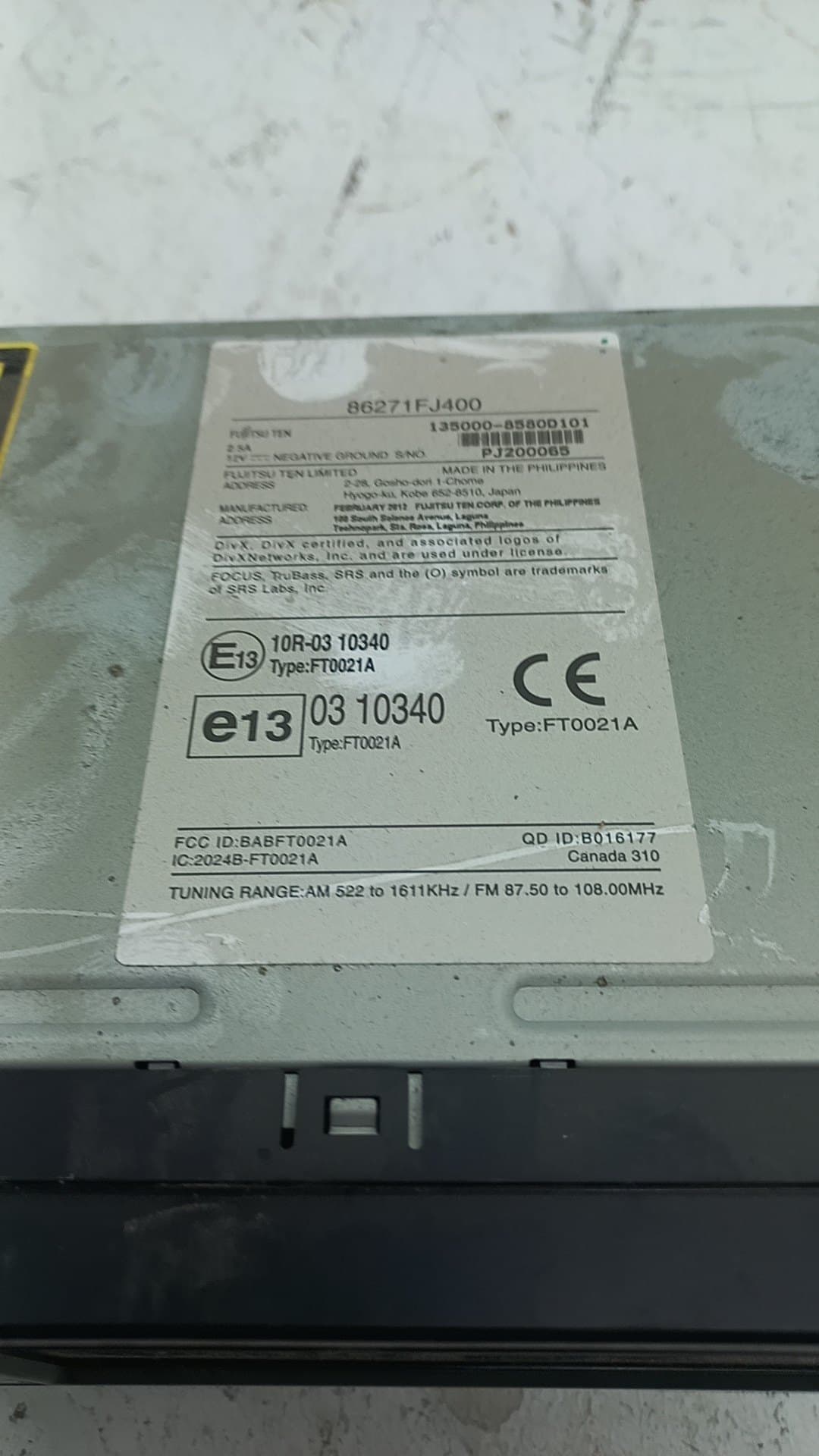Pantalla multifuncion SUBARU IMPREZA G12 3