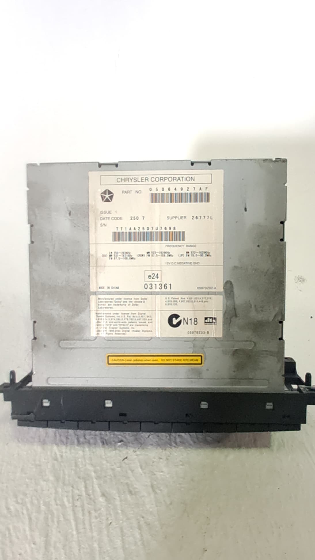 Sistema audio / radio cd DODGE AVENGER 3