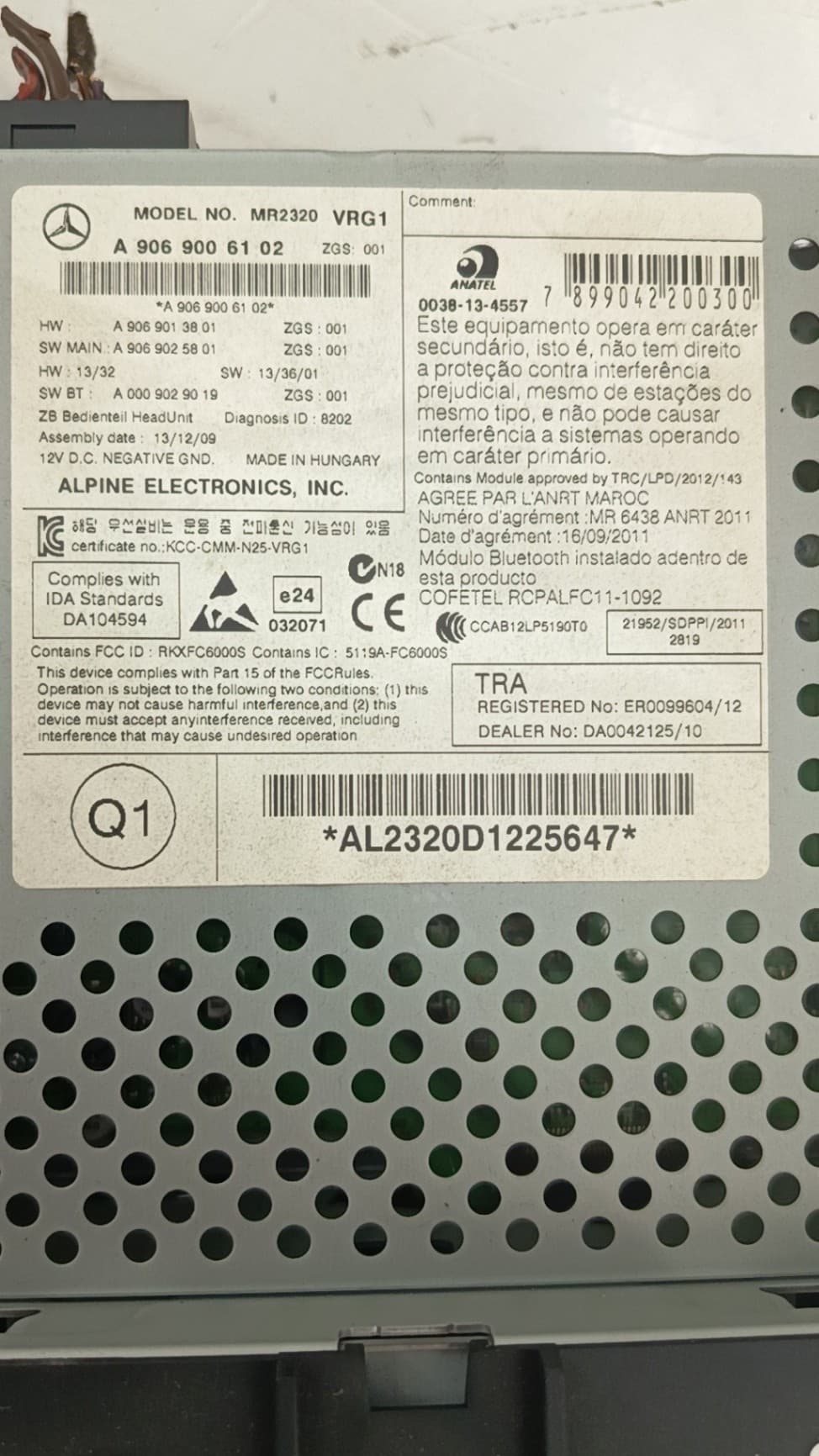 Sistema audio / radio cd MERCEDES-BENZ SPRINTER 3,5-T FURGONETA (B906) 2