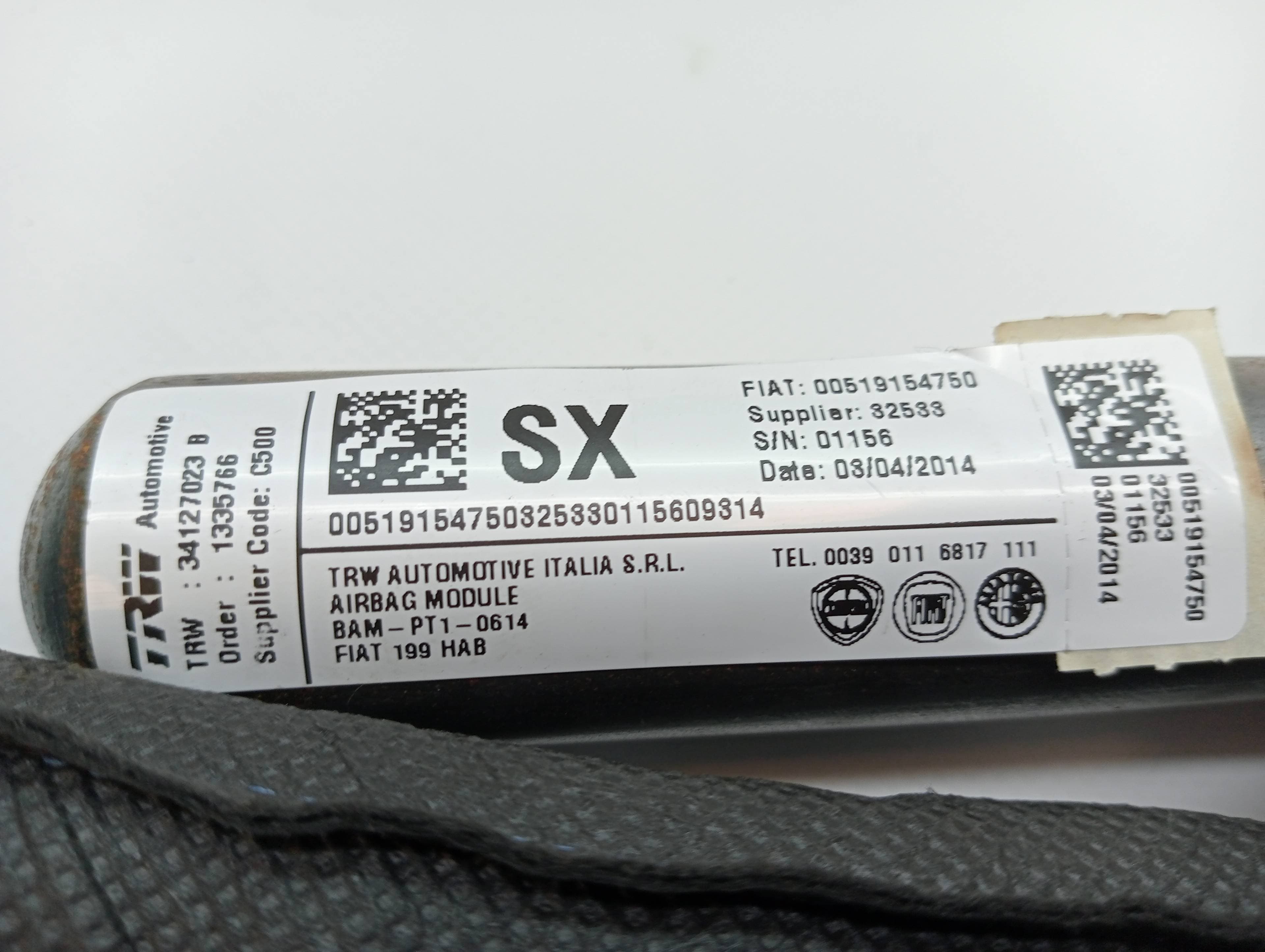 Airbag cortina delantero izquierdo FIAT PUNTO (EVO) (199) 2