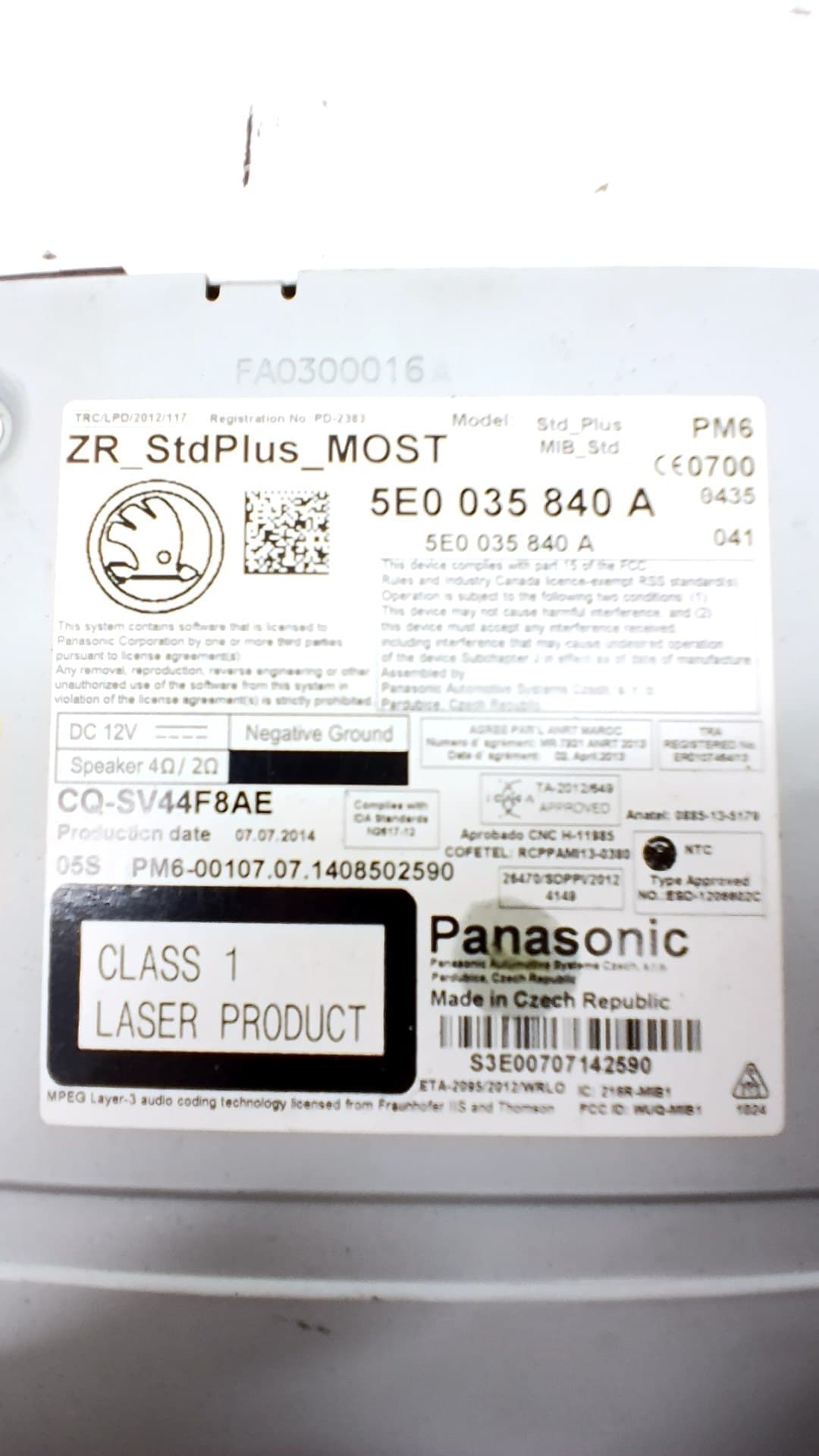 Sistema audio / radio cd SKODA OCTAVIA 3
