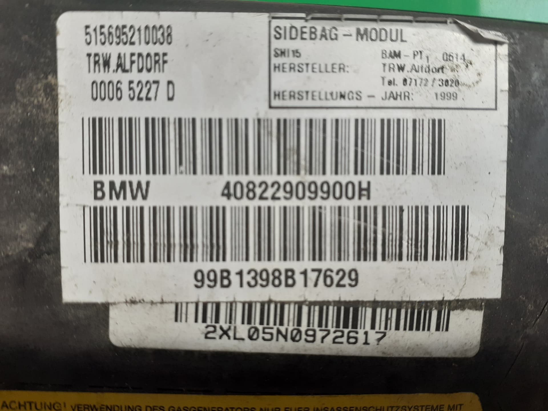 Airbag delantero izquierdo BMW SERIE 5 BERLINA (E39) 2