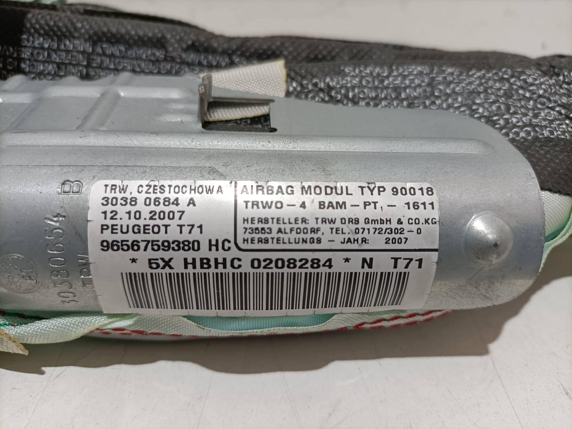 Airbag cortina delantero derecho PEUGEOT 308 2
