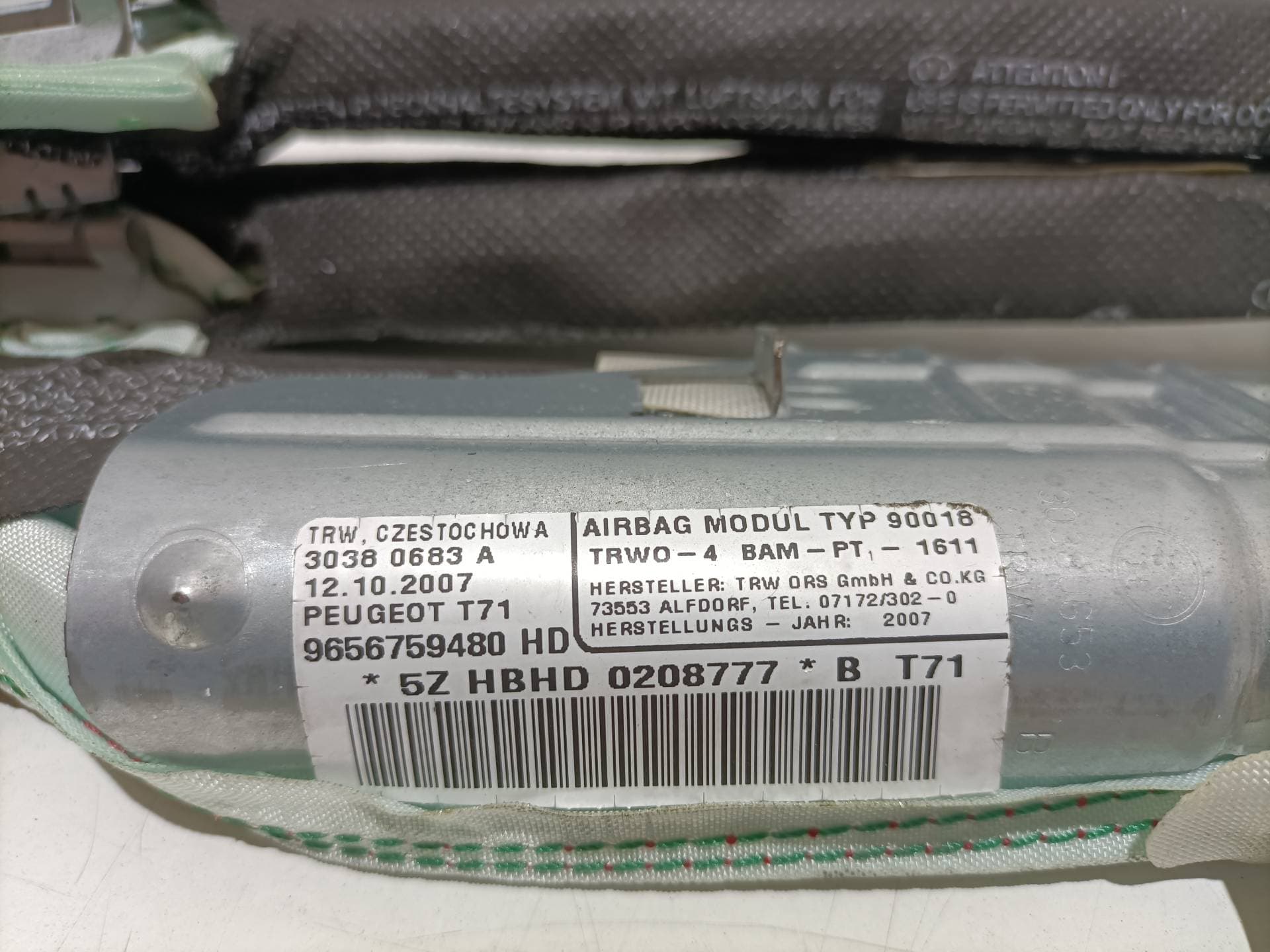 Airbag cortina delantero izquierdo PEUGEOT 308 2