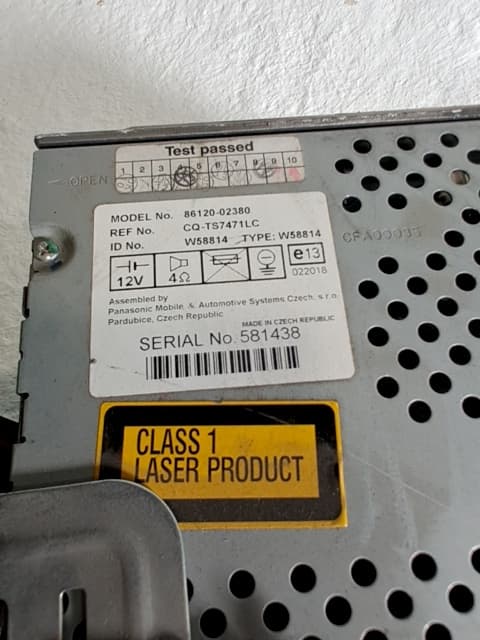 Sistema audio / radio cd TOYOTA COROLLA (E12)