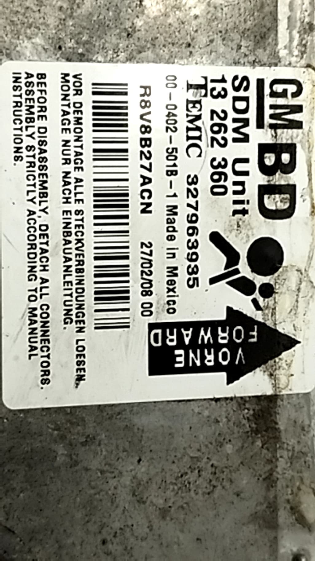 Centralita airbag OPEL CORSA D 3
